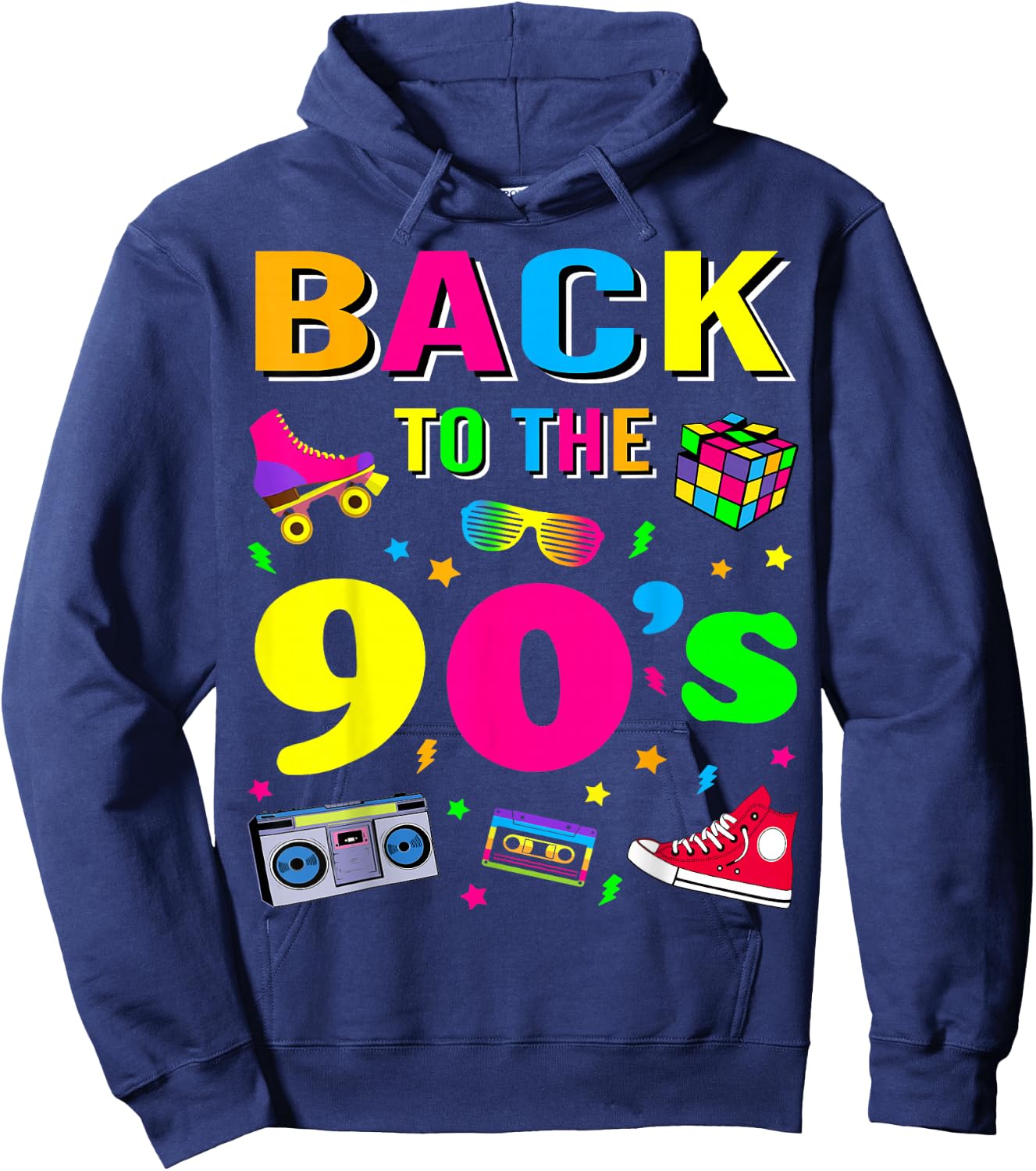 90s retro motto I love 90's Hoodie - Hoodie | Navy
