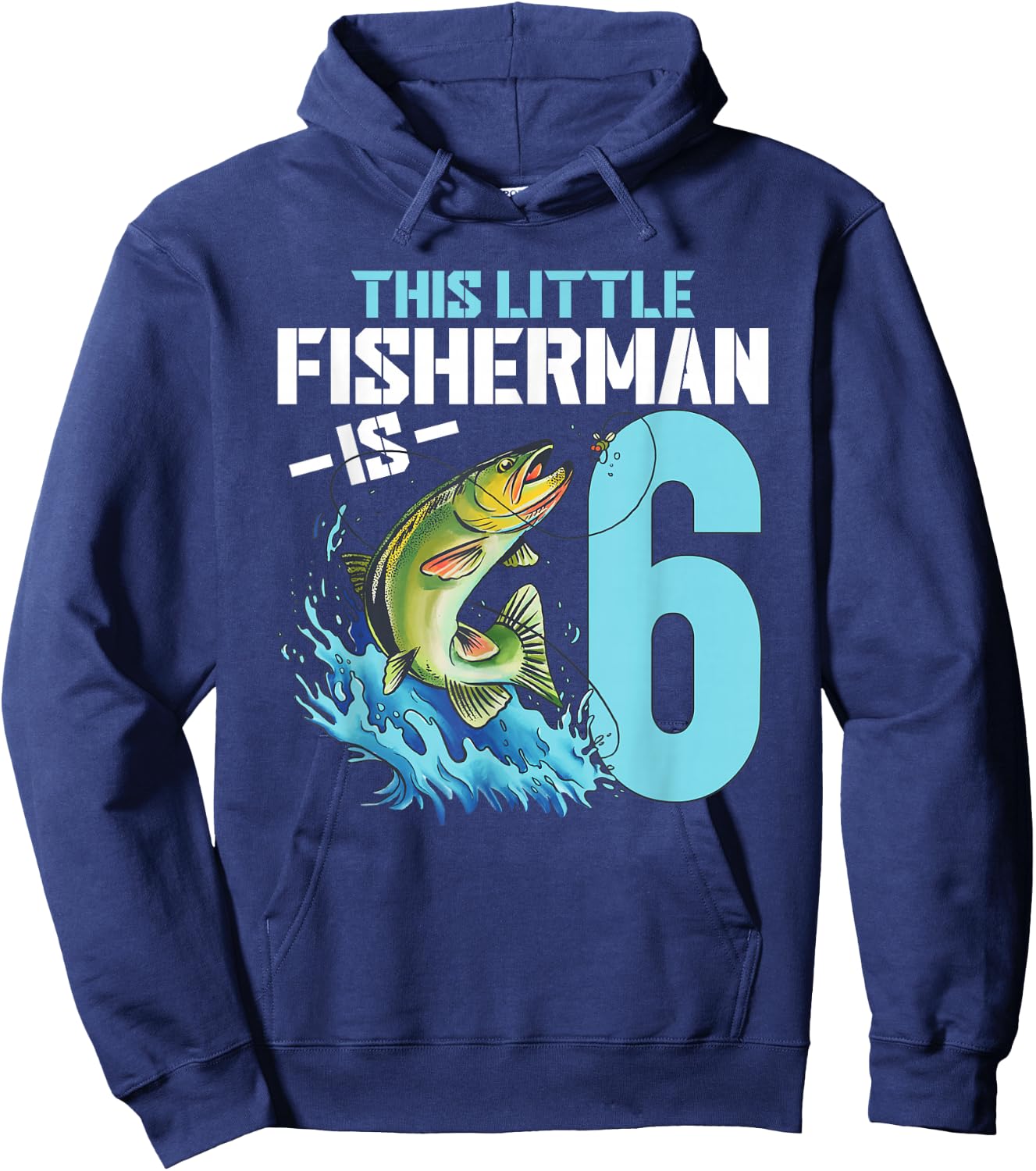 Fishing Birthday Shirt 6 Year Old Boy Fisher 6th Bday Kids Hoodie - Hoodie | Navy