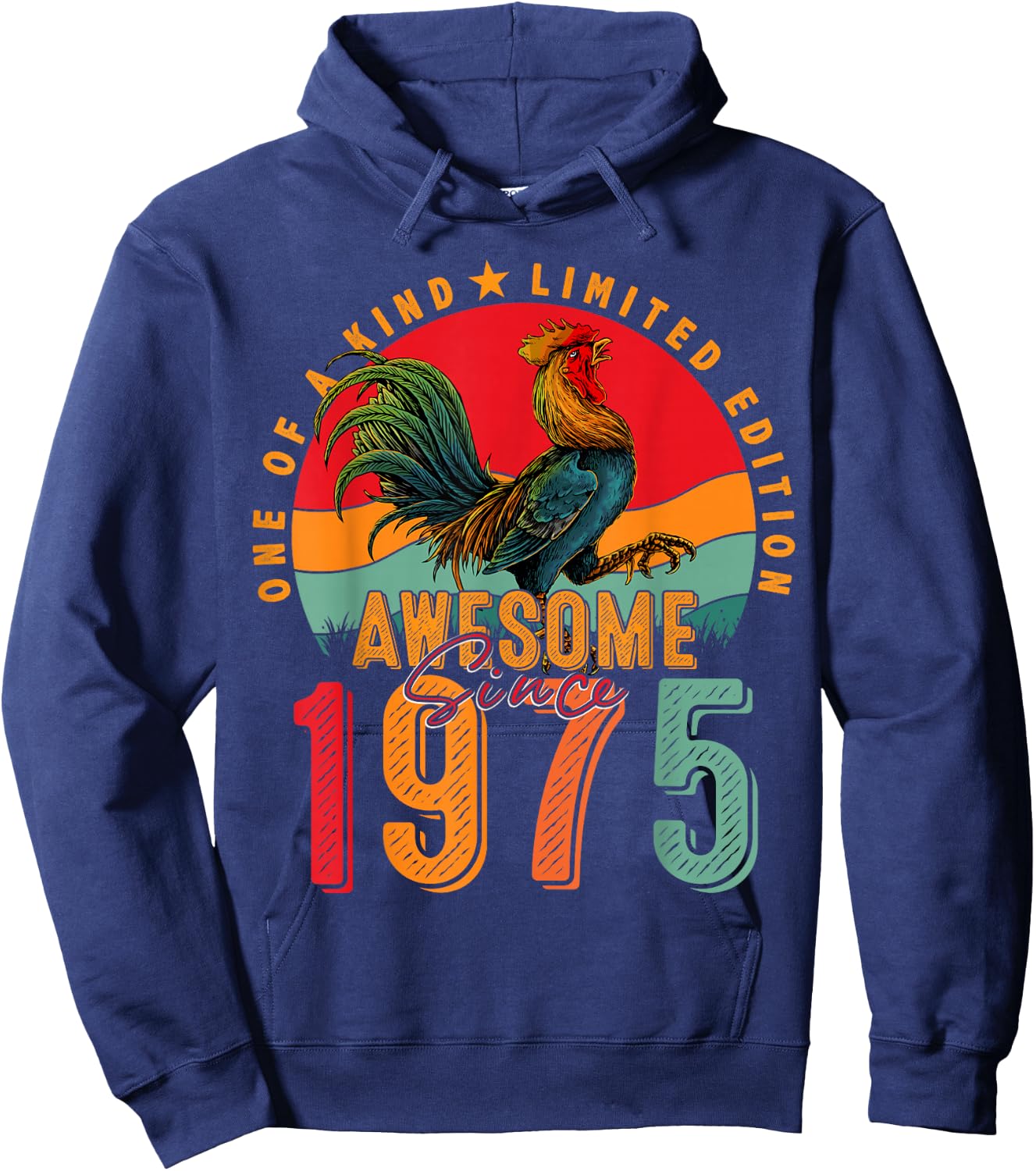 50th Birthday Chicken Awesome Since 1975 Farmer 50 Years Old Hoodie - Hoodie | Navy