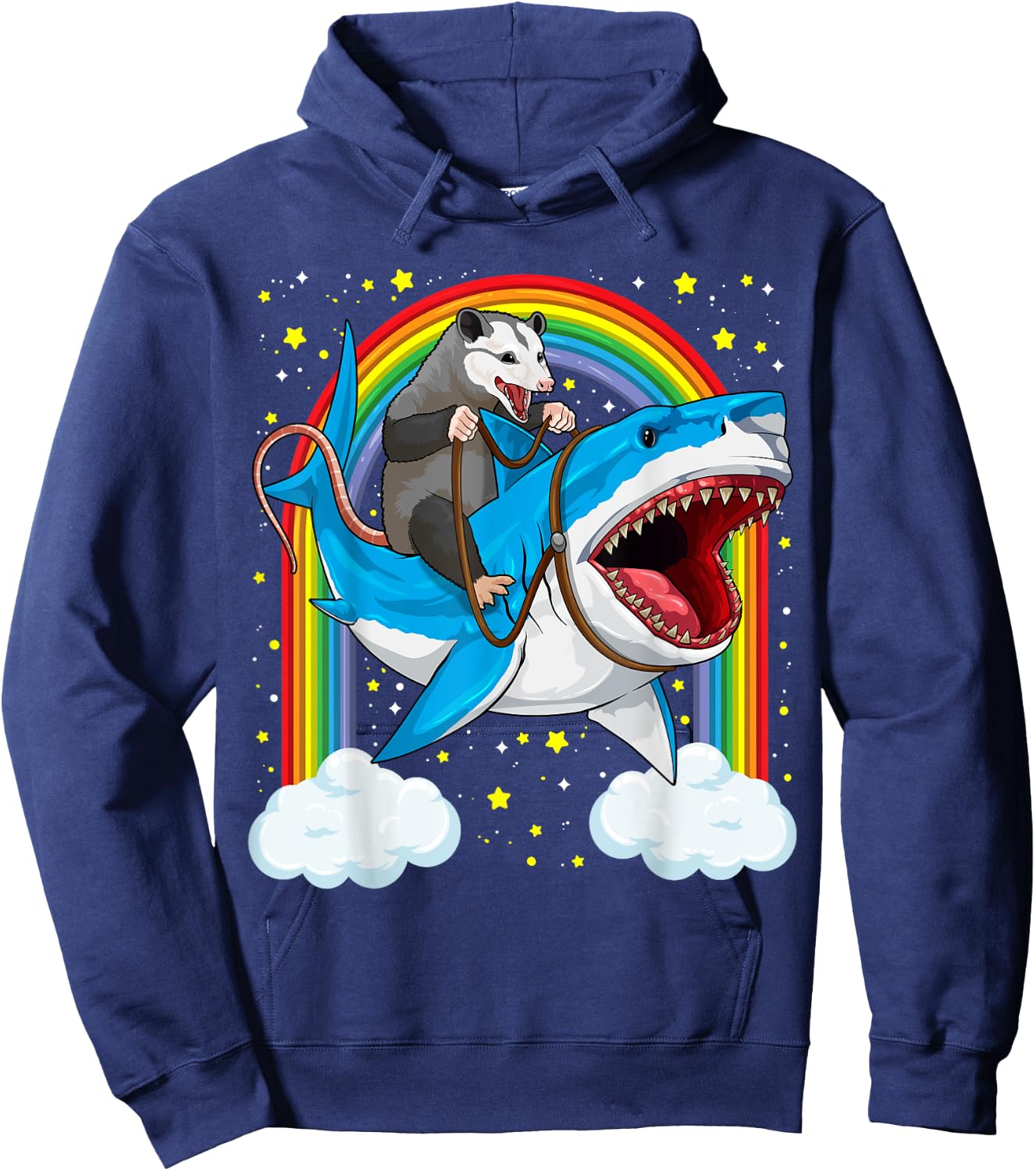 Funny Opossum Riding Shark Possum Trash Marsupial Mashup Hoodie - Hoodie | Navy