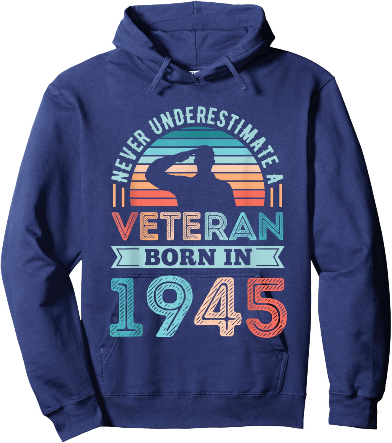 Veteran born in 1945 80th Birthday Military Gifts Hoodie - Hoodie | Navy