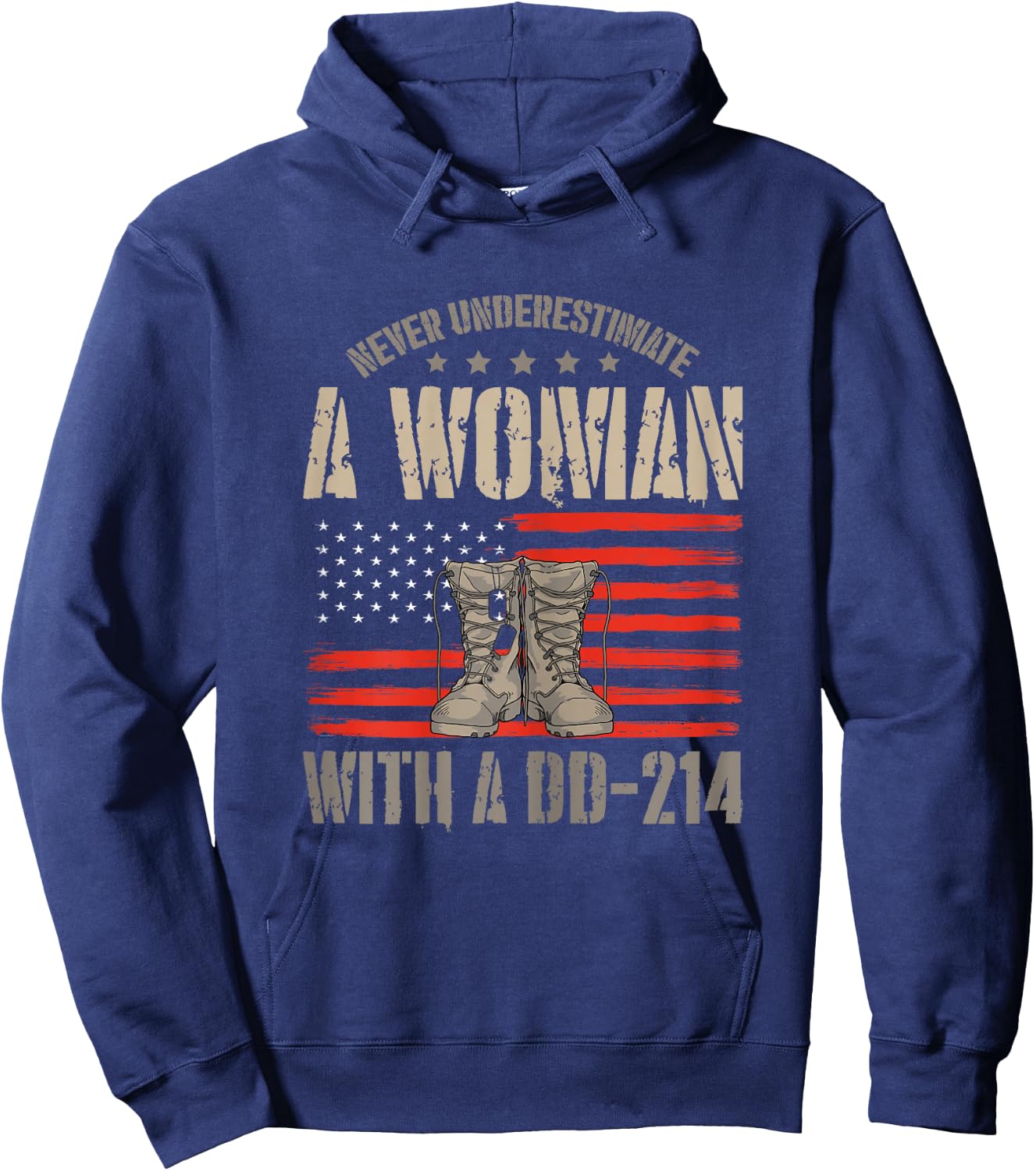 Veteran's Day A Woman with A Dd-214 Female Veteran Hoodie - Hoodie | Navy