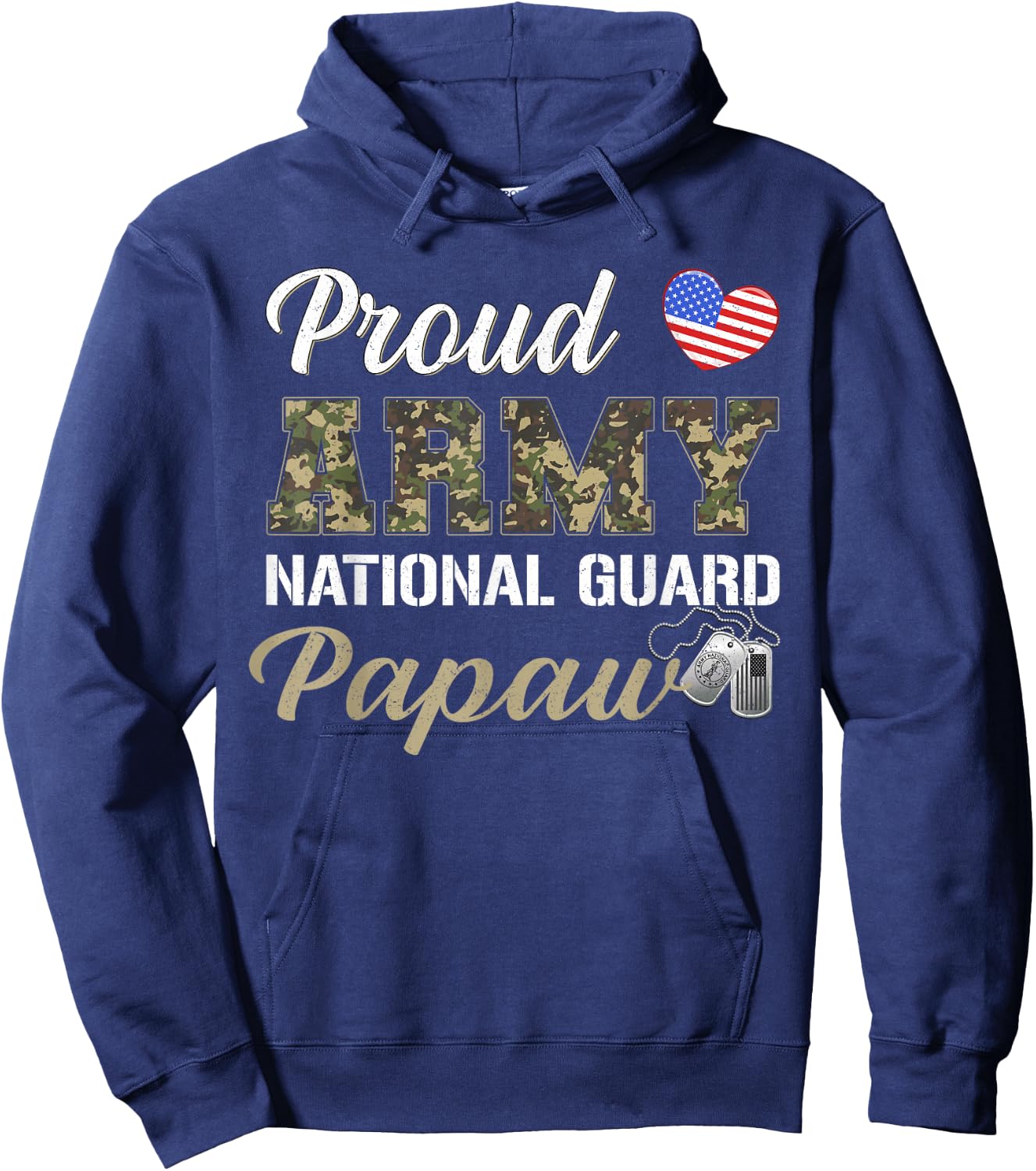 Retro Proud Army National Guard Papaw Military Pride Costume Hoodie - Hoodie | Navy
