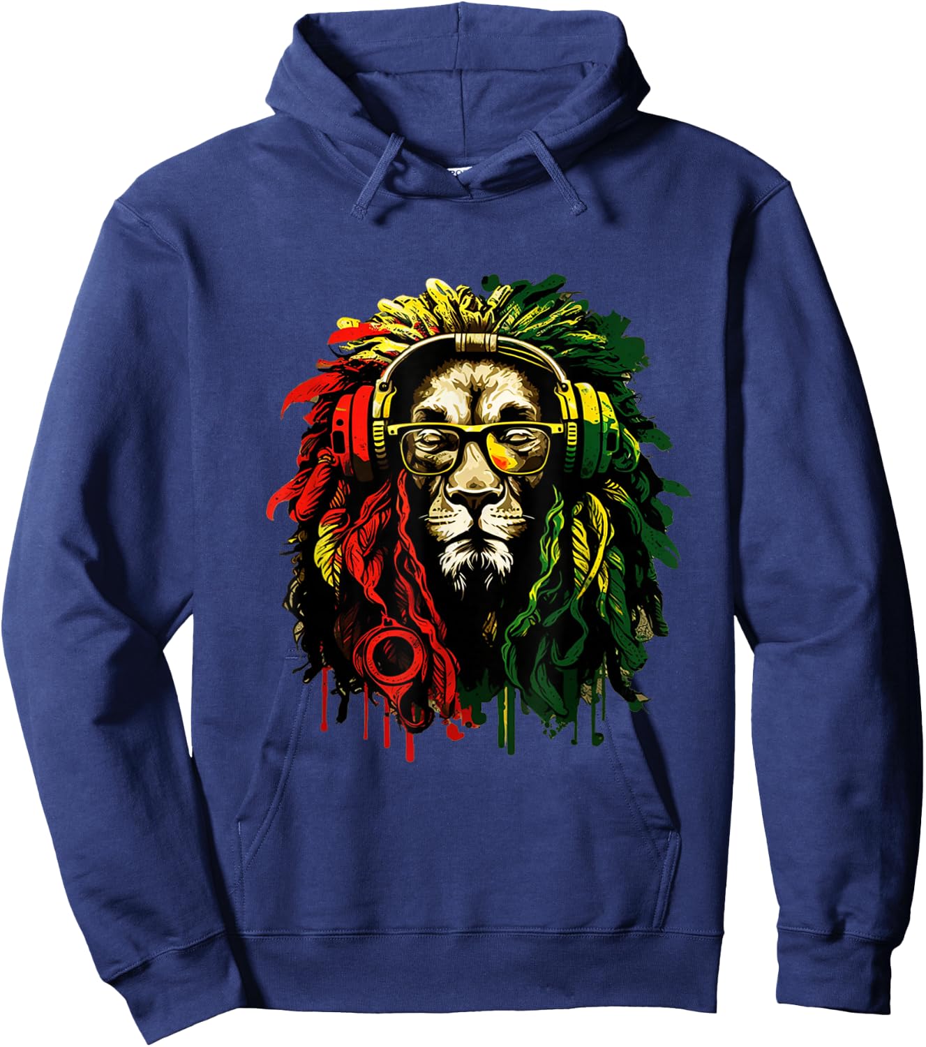 Rasta Reggae Music Headphones Hippie Reggae Lion Of Judah Hoodie - Hoodie | Navy