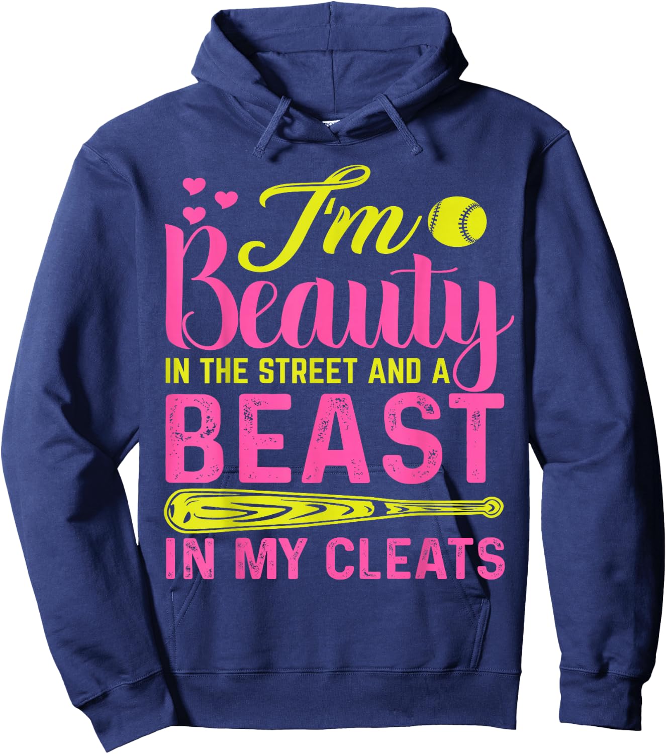Beauty in the Street Beast in my Cleats Girls Softball Hoodie - Hoodie | Navy