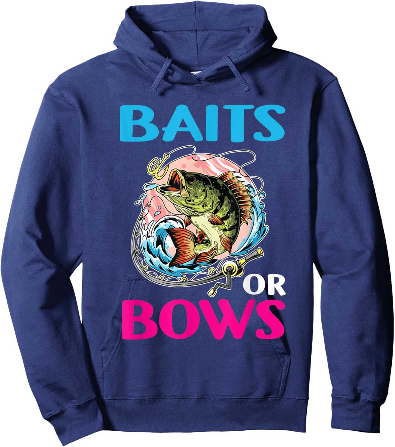 Gender Reveal Baby Fishing Pink Or Blue Baits or Bows Hoodie - Hoodie | Navy