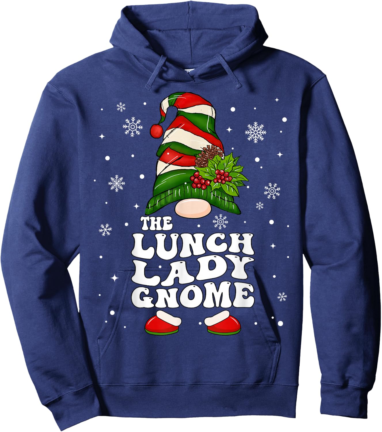 Lunch Lady Gnome Groovy Christmas School Cafeteria Lady Hoodie - Hoodie | Navy