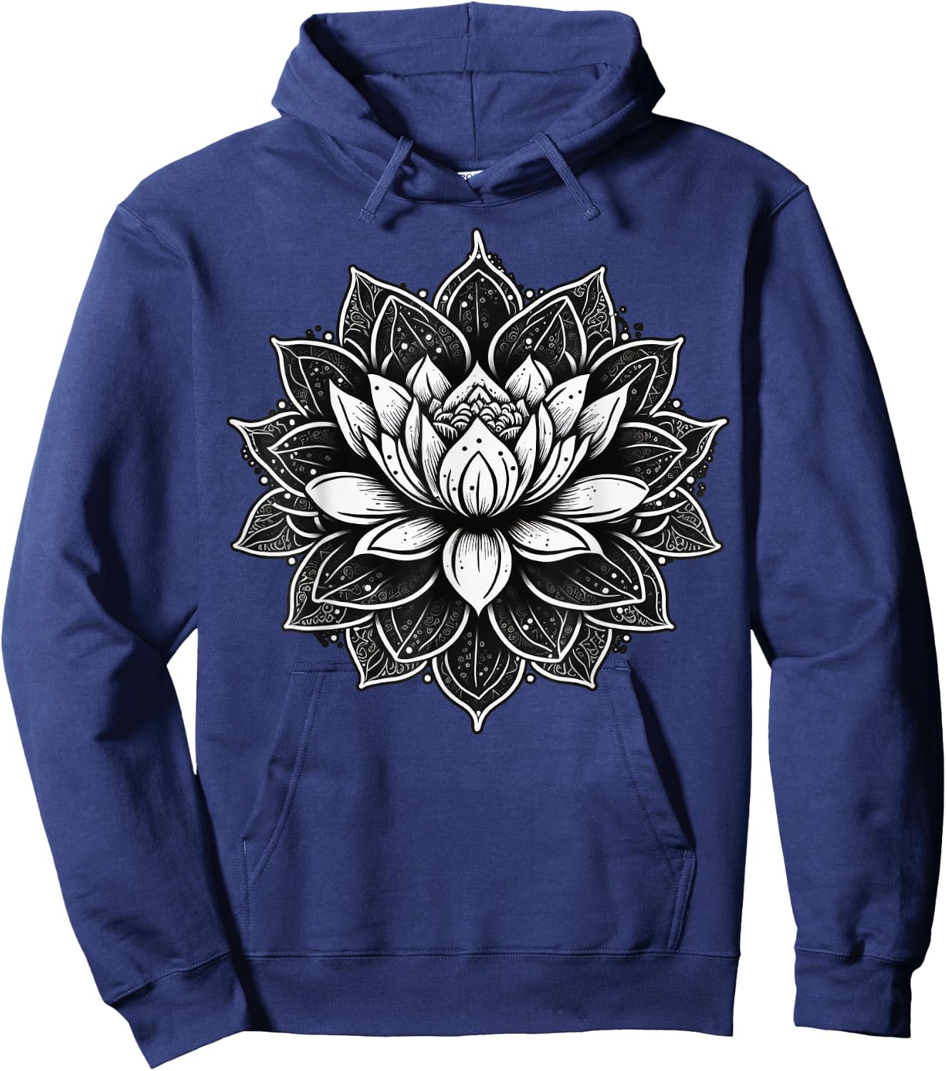 Yoga Meditation Lotus Flower on Mandala Lotus Flower Hoodie - Hoodie | Navy