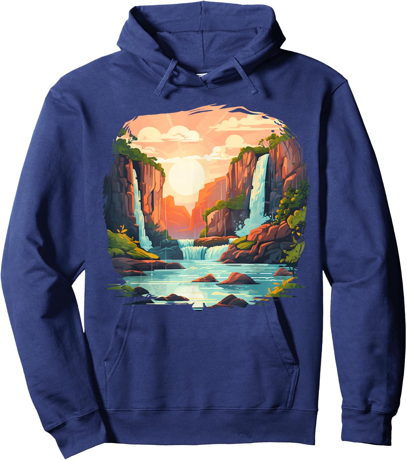Body of Water Costume with cool Riverbank and Waterfall Hoodie - Hoodie | Navy