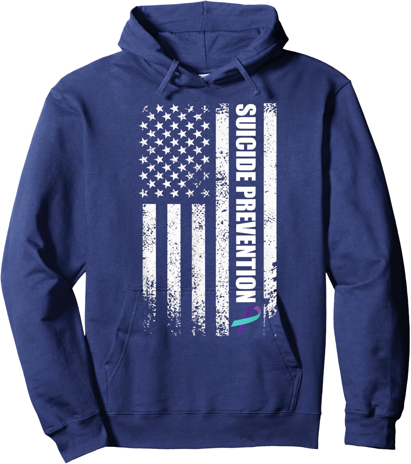 Suicide prevention awareness prevent suicide us flag Hoodie - Hoodie | Navy