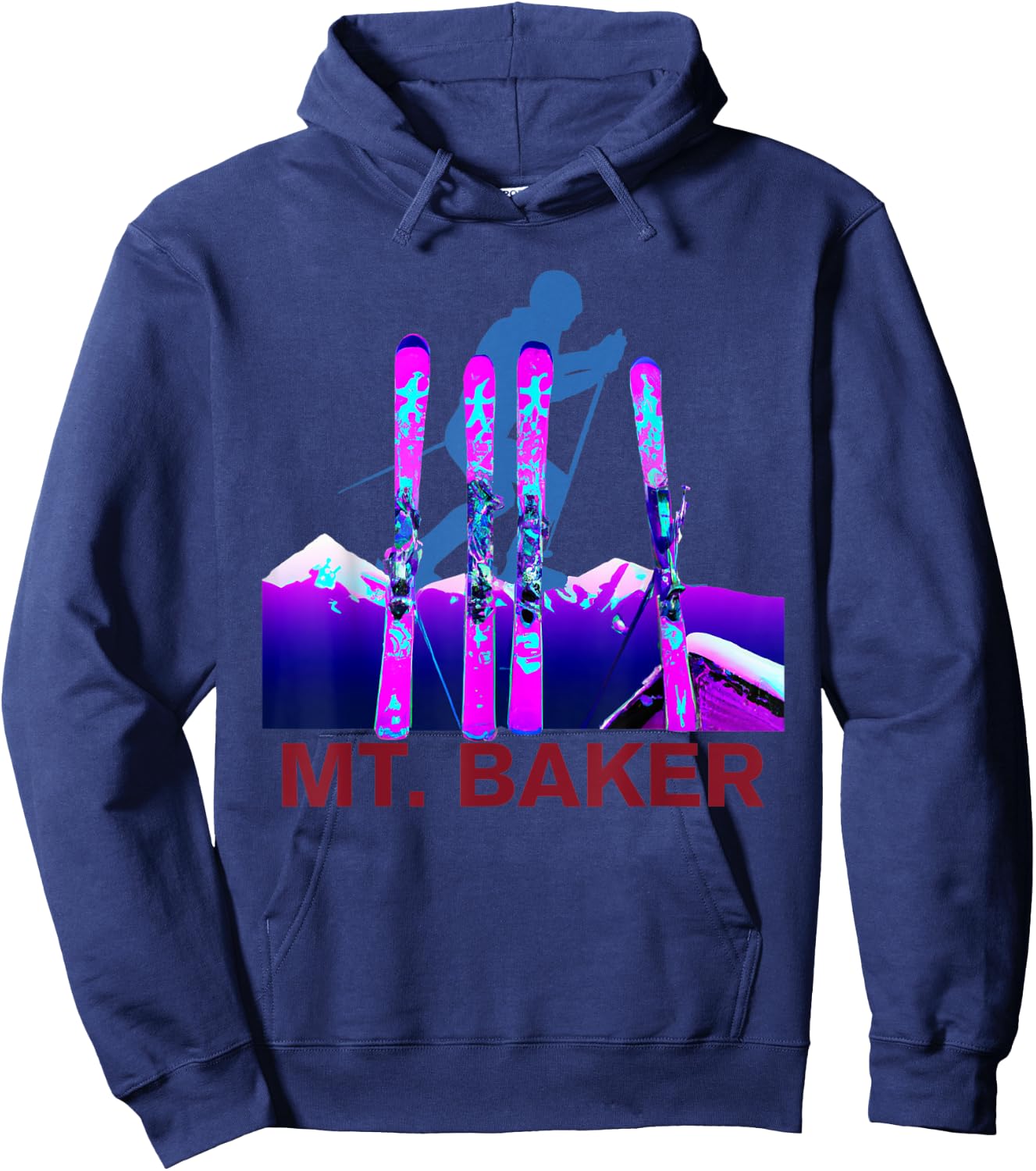Mt. Baker Skiing & Snowboarding Retro 90s Mt. Baker Ski Hoodie - Hoodie | Navy