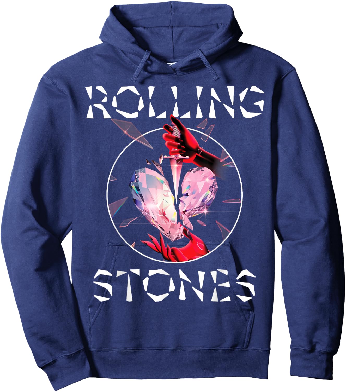 Official The Rolling Stones HD Prism Heart Hoodie - Hoodie | Navy