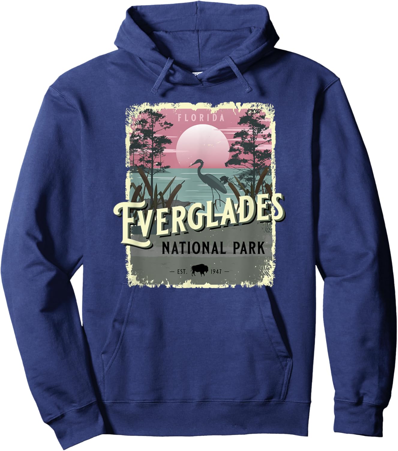 Everglades National Park Florida Vintage Travel Poster Style Hoodie - Hoodie | Navy