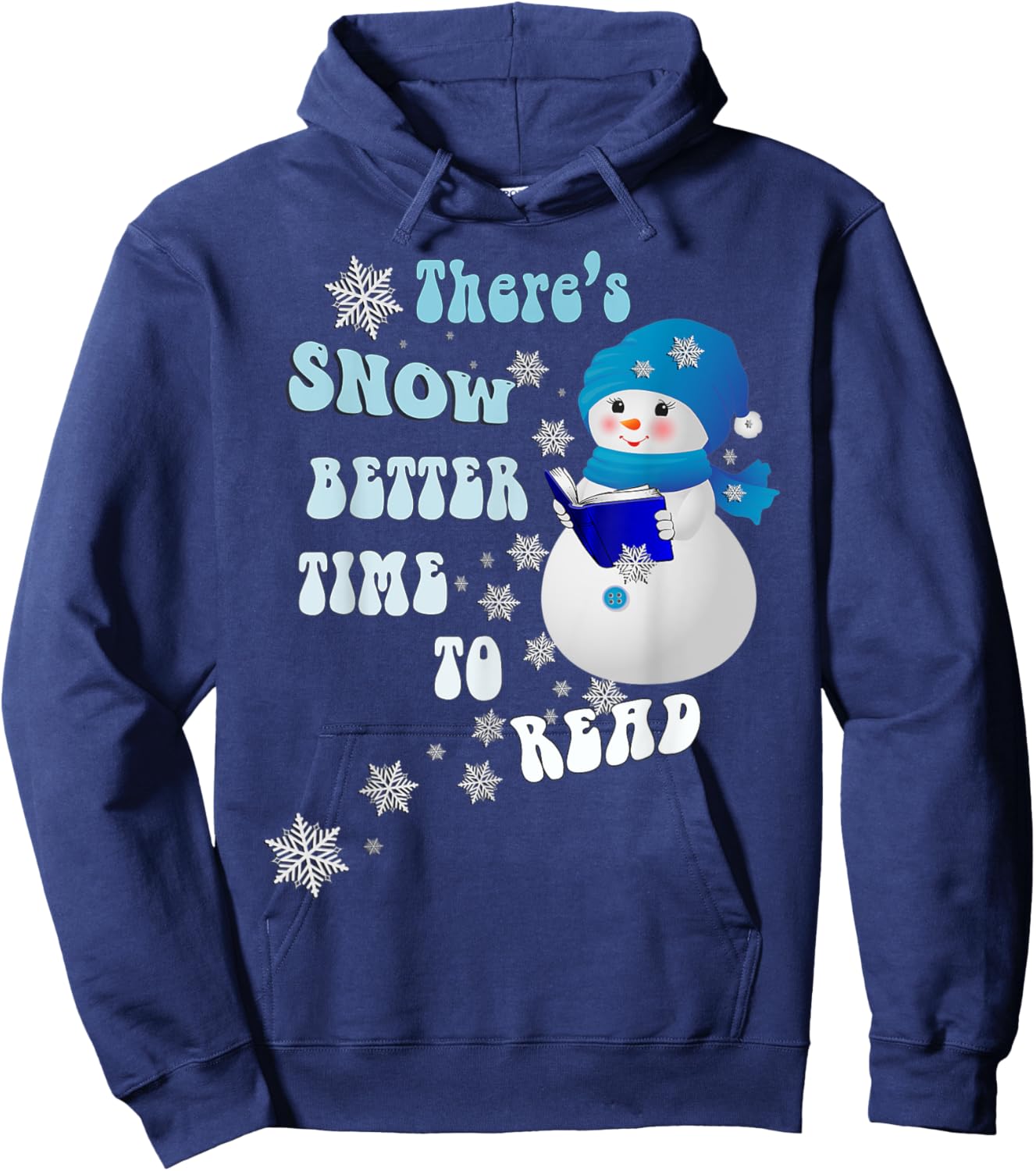Book Lover Snowflakes Pattern Snowy Reader Snowmen Hoodie - Hoodie | Navy