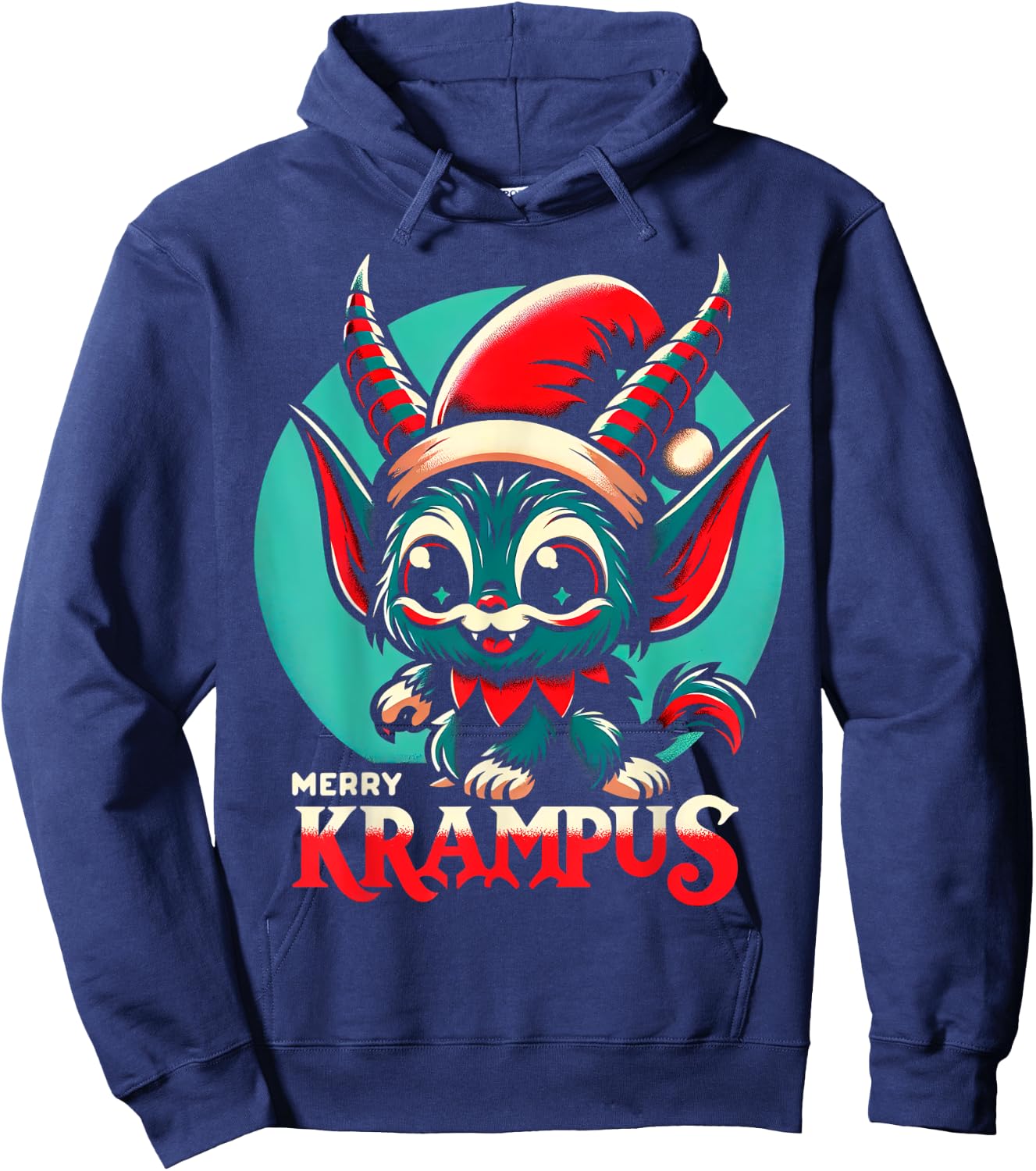 Cute Merry Krampus Christmas Holiday 30’s retro cartoon Hoodie - Hoodie | Navy