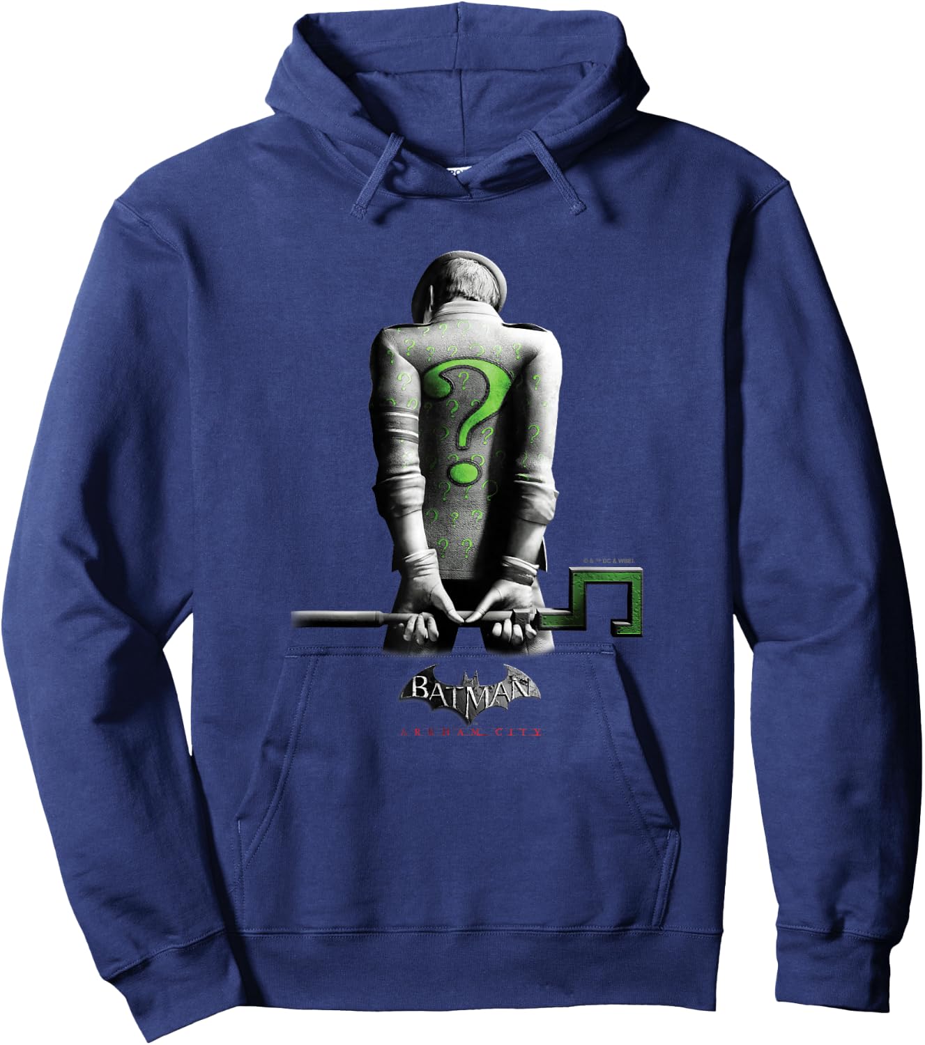 Batman: Arkham City The Riddler Villainous Distressed Poster Hoodie - Hoodie | Navy