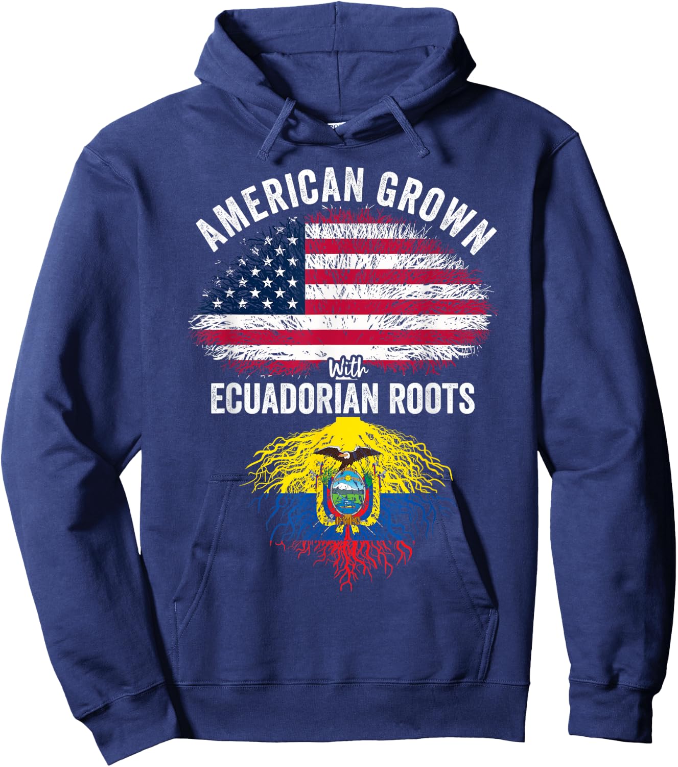 American Grown With Ecuadorian Roots USA Ecuador Flag Hoodie - Hoodie | Navy