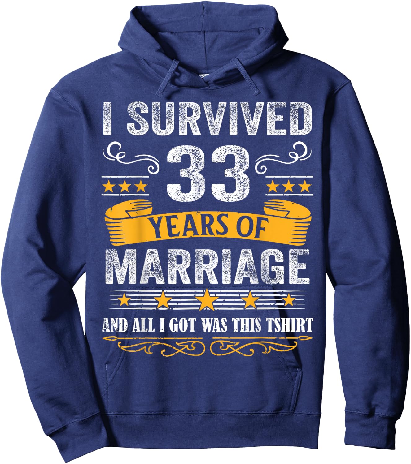 33rd Wedding Anniversary shirt Couples Husband Wife 33 Years Hoodie - Hoodie | Navy