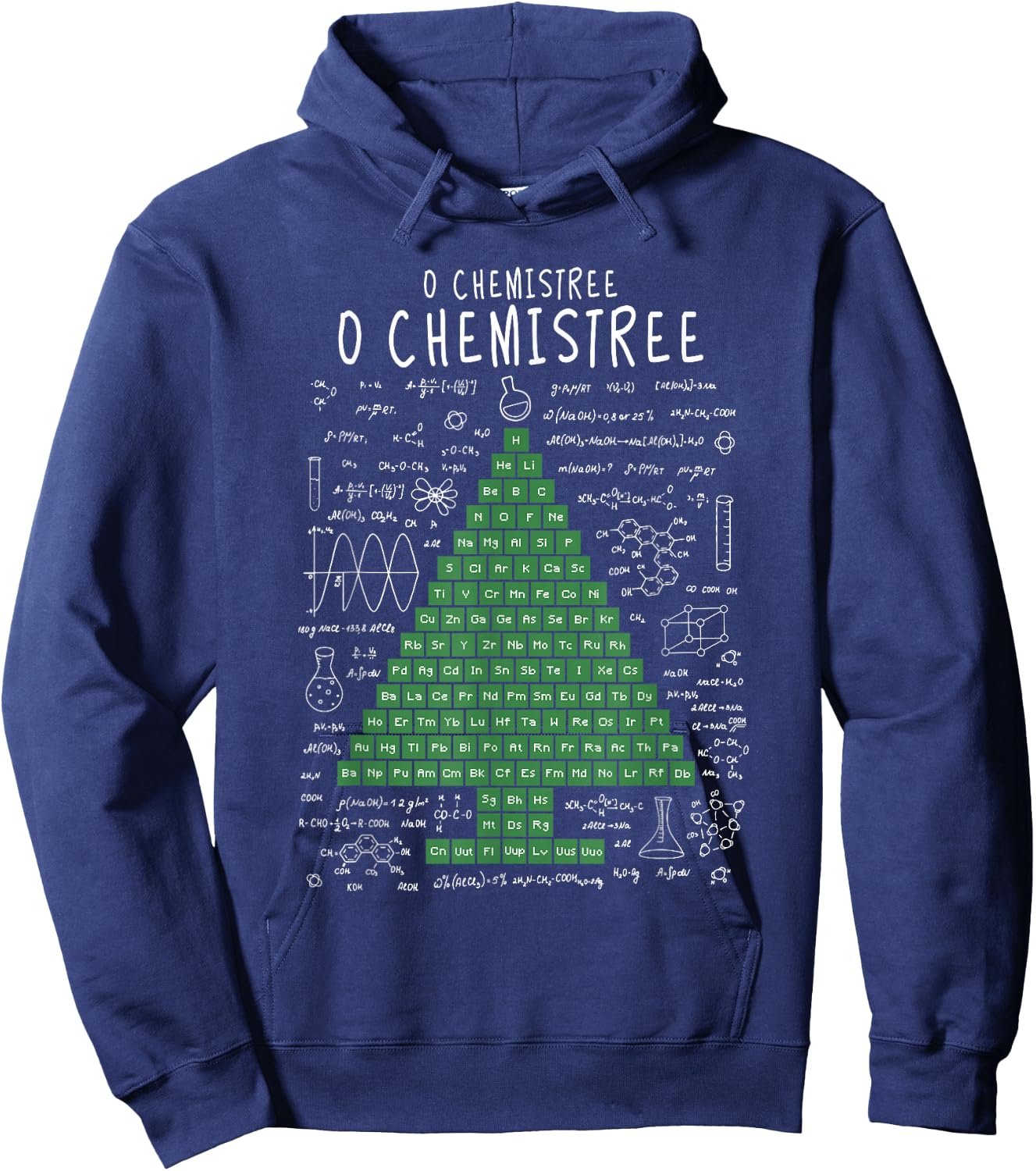 O Chemistree Funny Periodic Table Chemistry Christmas Tree Hoodie - Hoodie | Navy