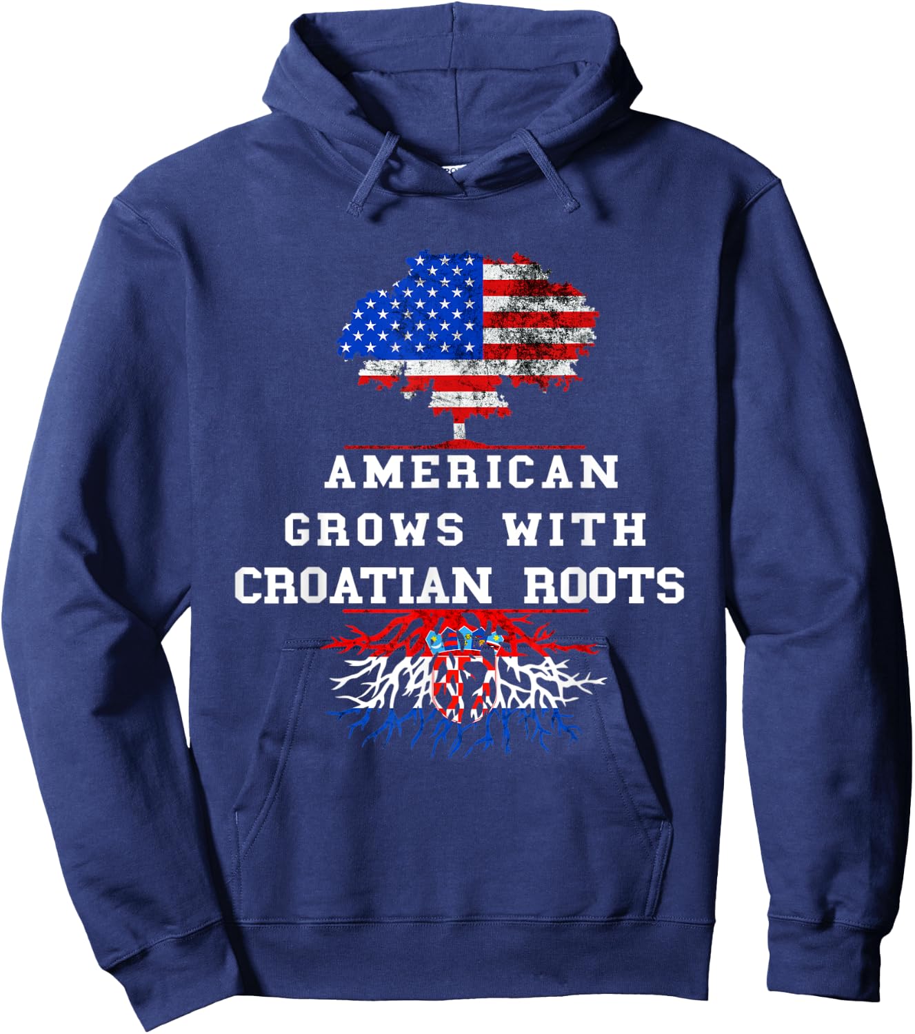 DNA Tree America USA Croatian Flag Croatian Pride Croatia Hoodie - Hoodie | Navy
