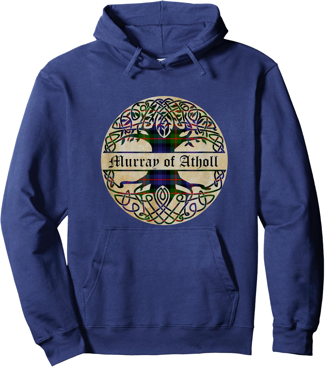 Murray of Atholl Clan Tartan Tree of Life Scottish Surname Hoodie - Hoodie | Navy