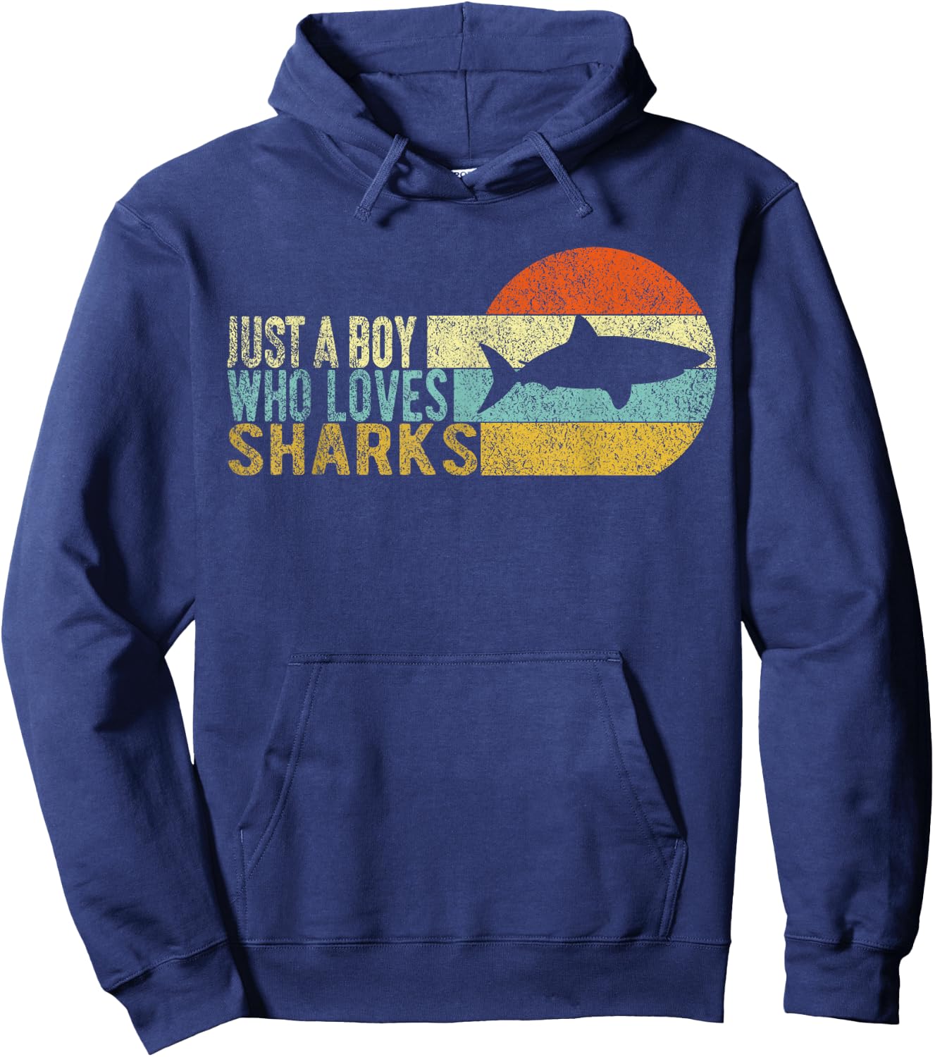 Just A Boy Who Loves Sharks Lover Funny Shark Retro Hoodie - Hoodie | Navy