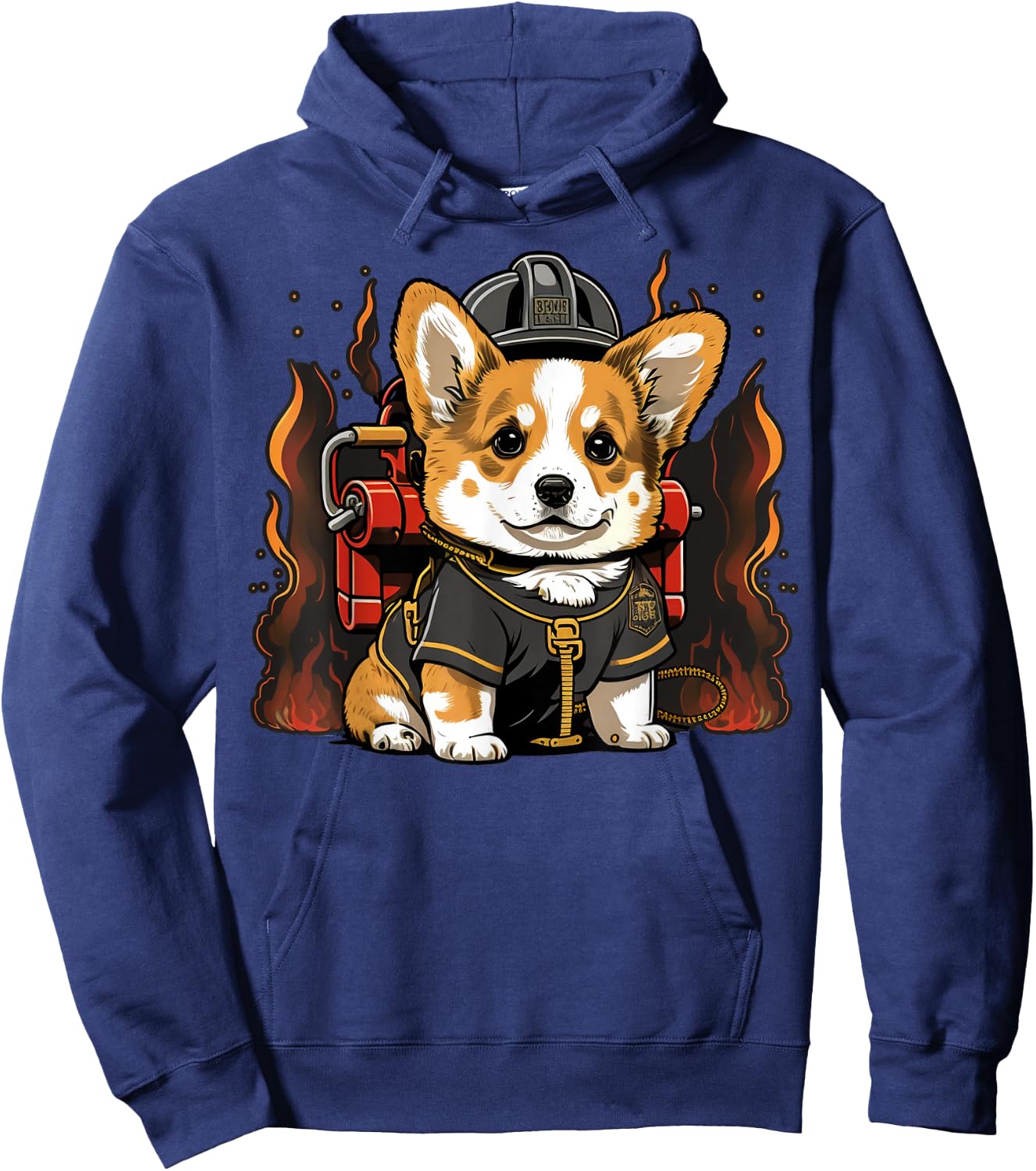 Welsh Corgi Fireman on Firefighter Welsh Corgi Hoodie - Hoodie | Navy