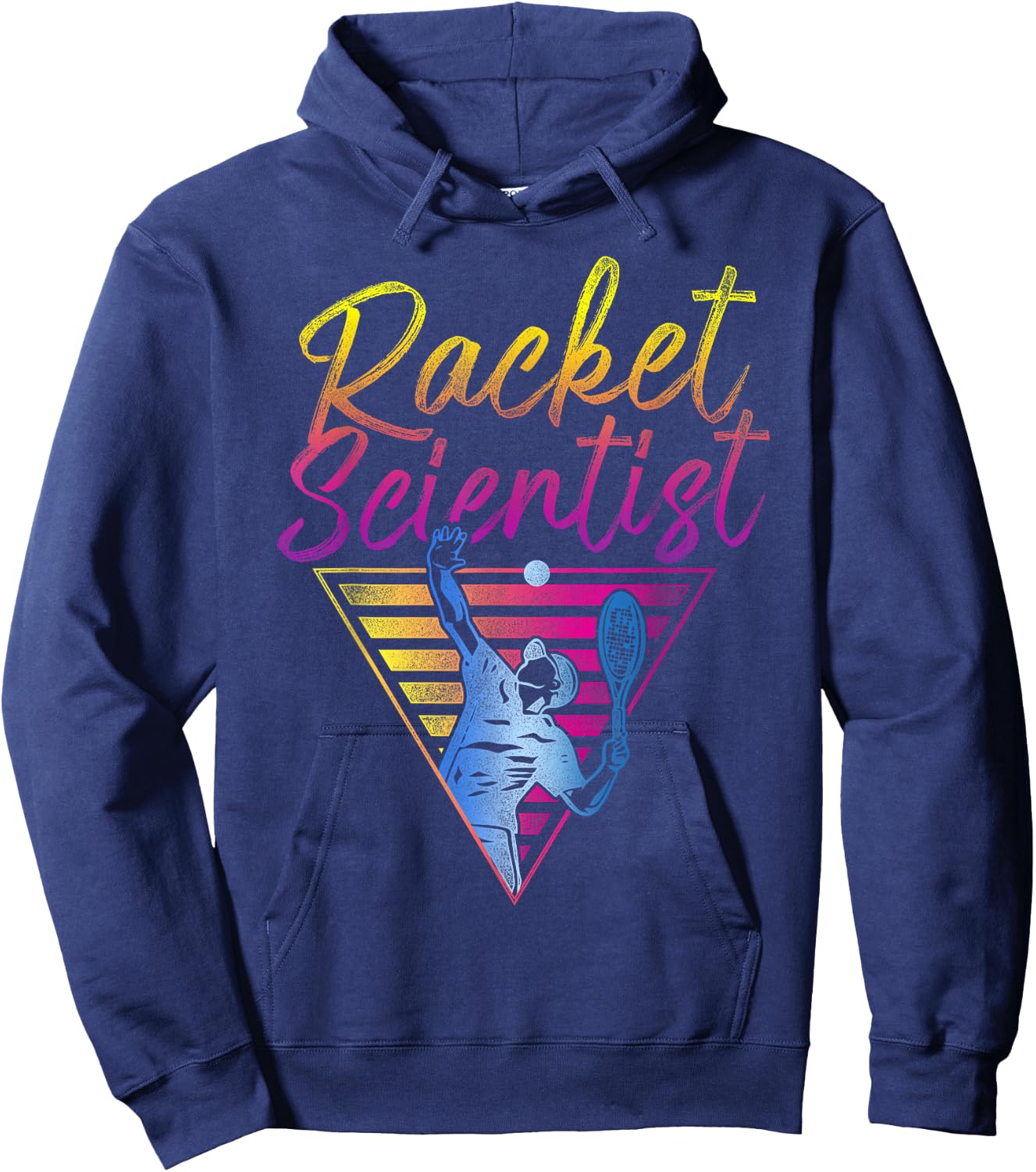 Funny Tennis Player Racket 80s 90s Retro Vintage Pun Racket Hoodie - Hoodie | Navy