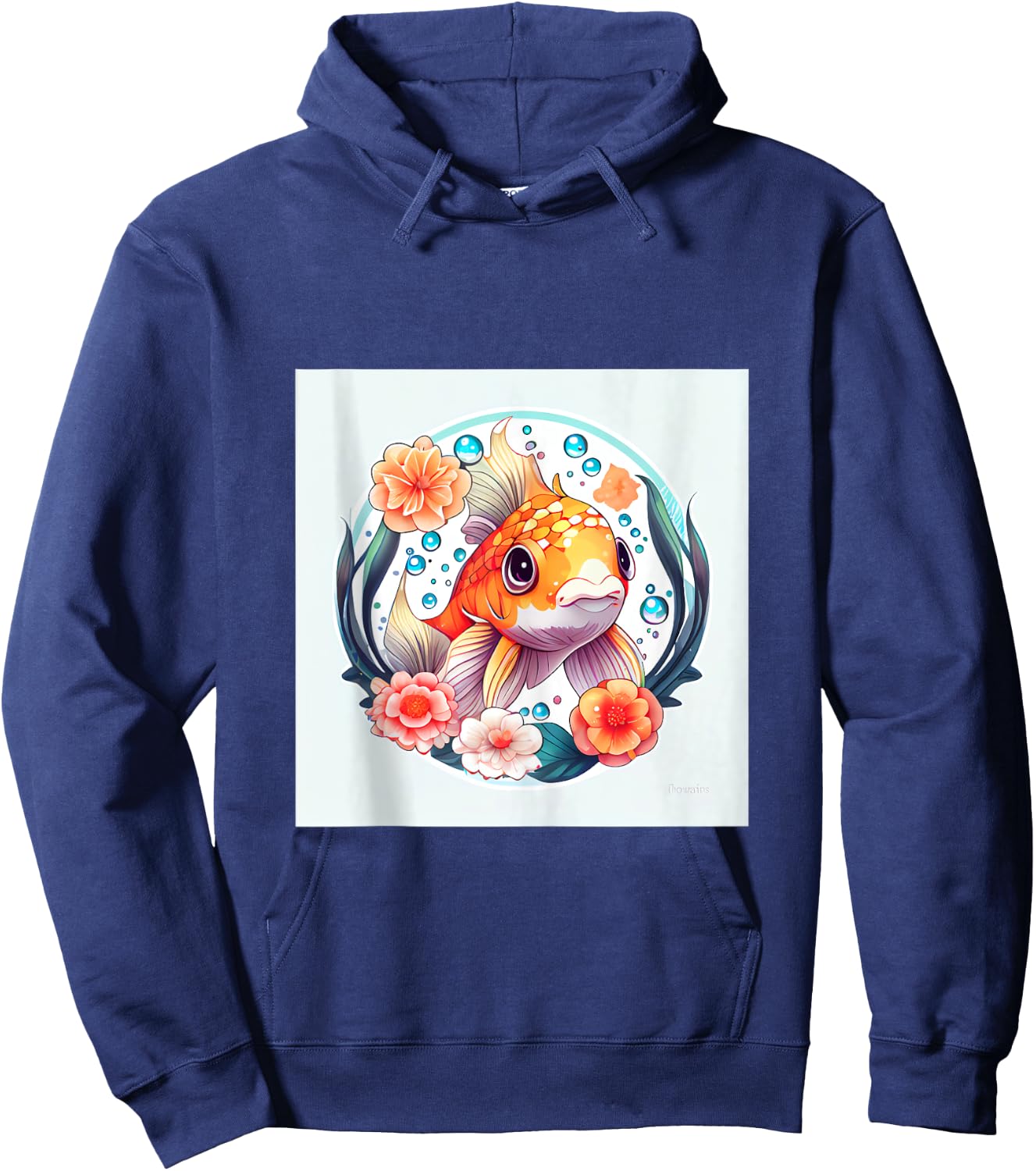 Enchanting Koi Carousel A Magical Ride of Cute Fish Hoodie - Hoodie | Navy