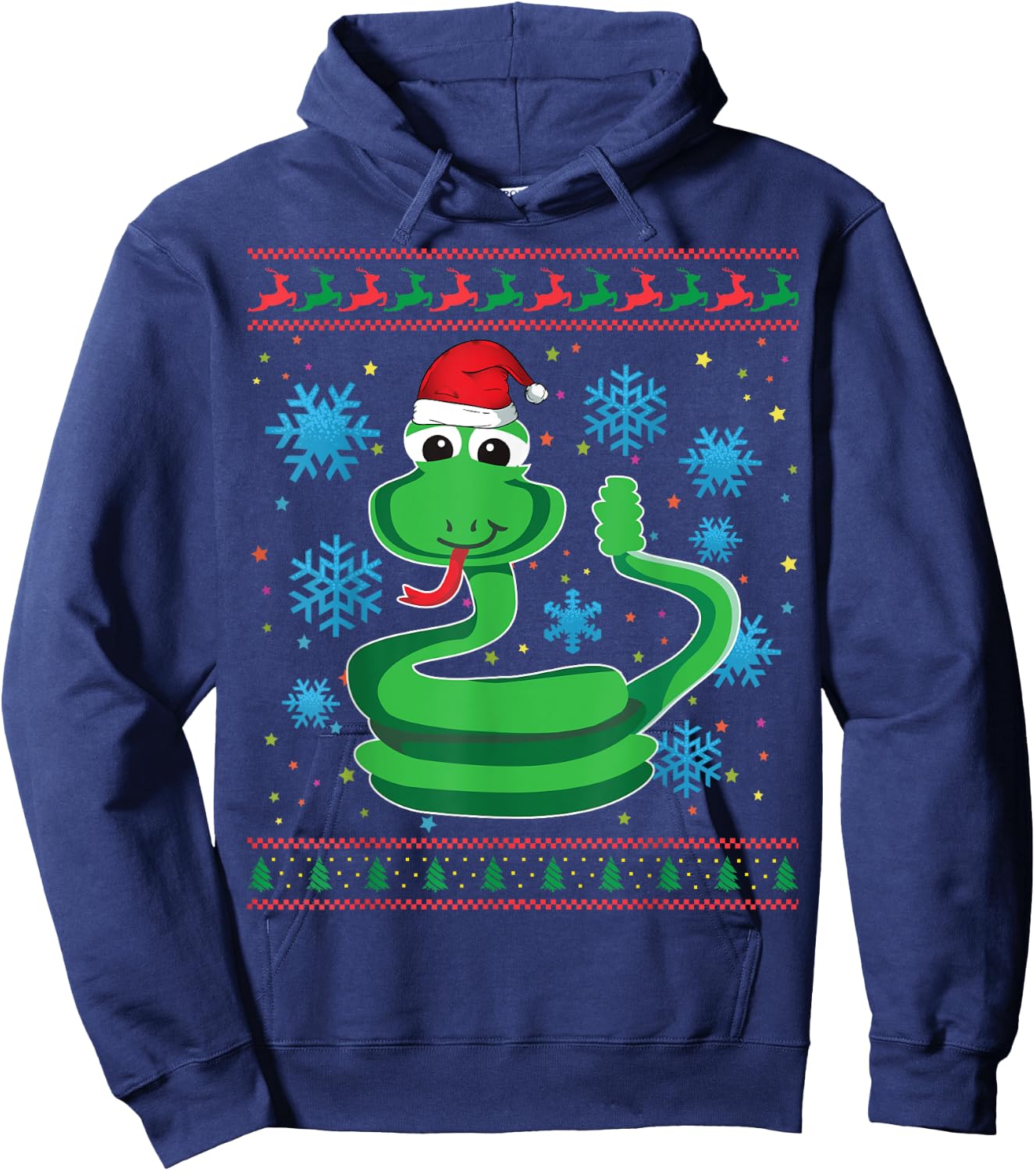 Rattlesnake Ugly Christmas Gift Funny Snake X-Mas Santa Hat Hoodie - Hoodie | Navy