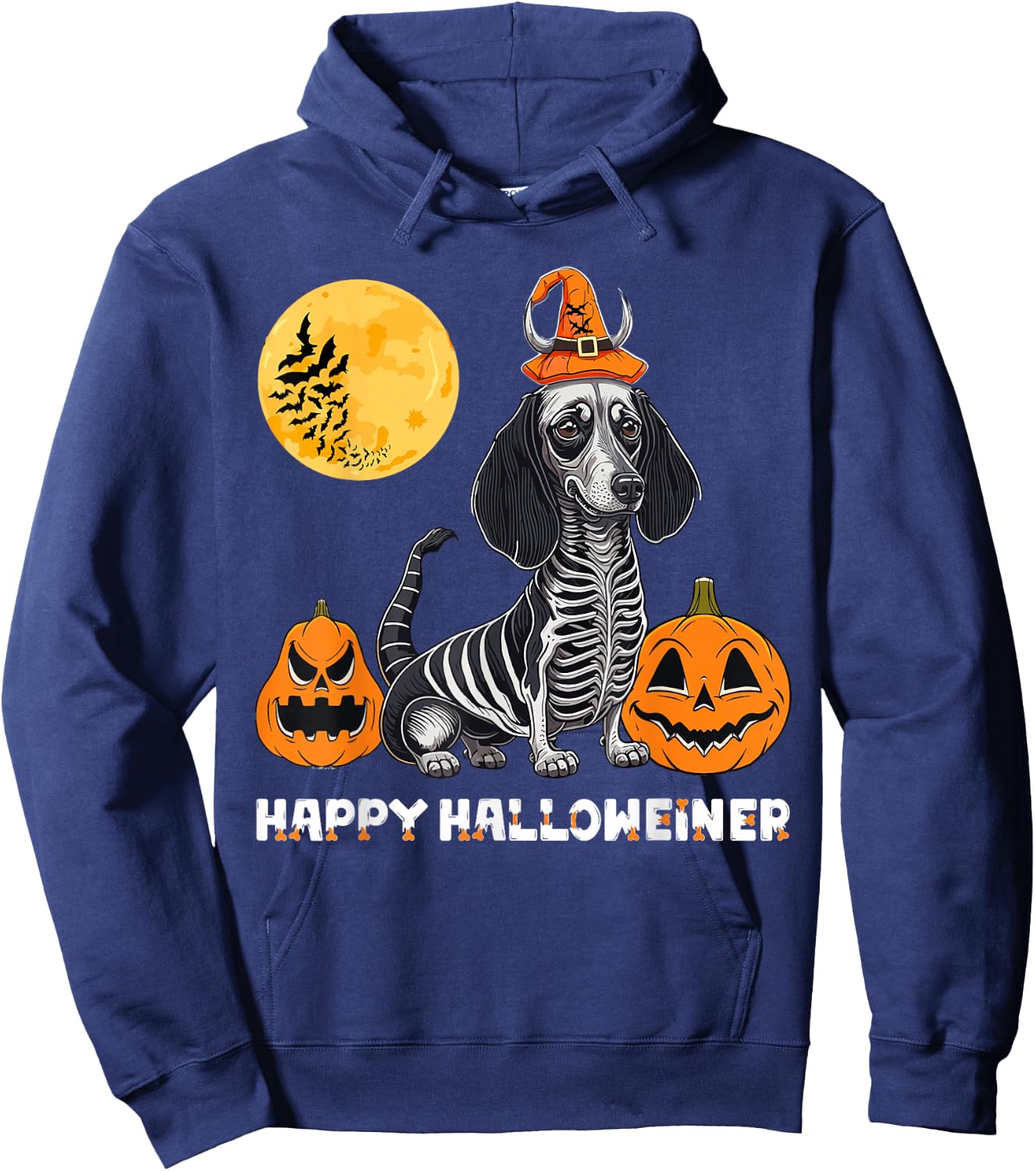 Dachshund Happy Halloweiner Funny Halloween Dogs Lover Hoodie - Hoodie | Navy