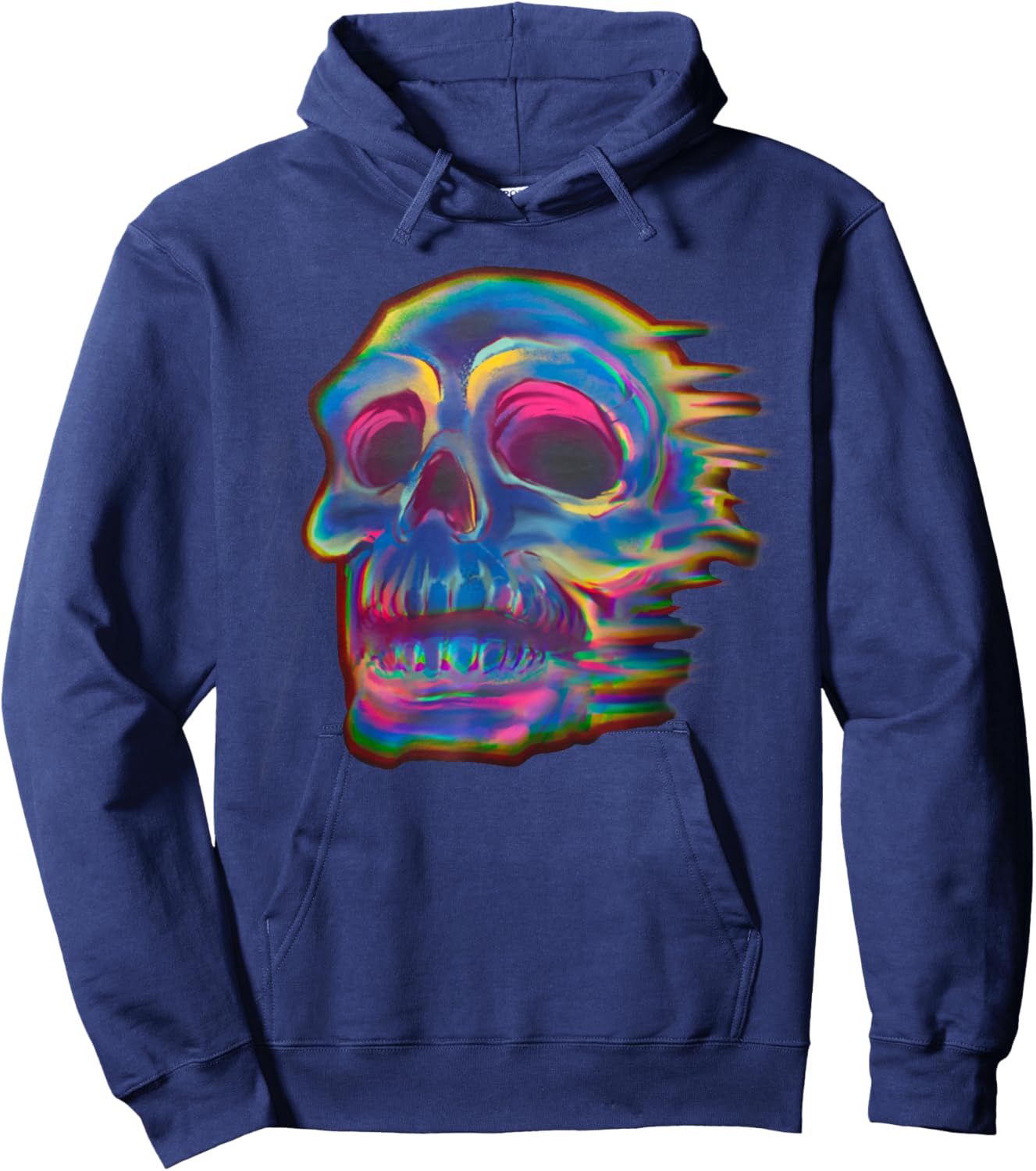 Retro Skull Trippy Vaporwave Halloween Costume Techno EDM DJ Hoodie - Hoodie | Navy