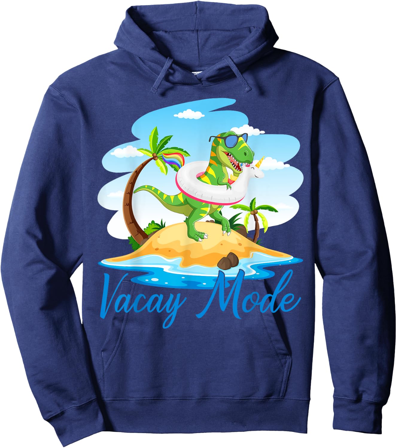 Vacay Mode Cute Dinosaur T Rex Funny Beach Family Vacation Hoodie - Hoodie | Navy