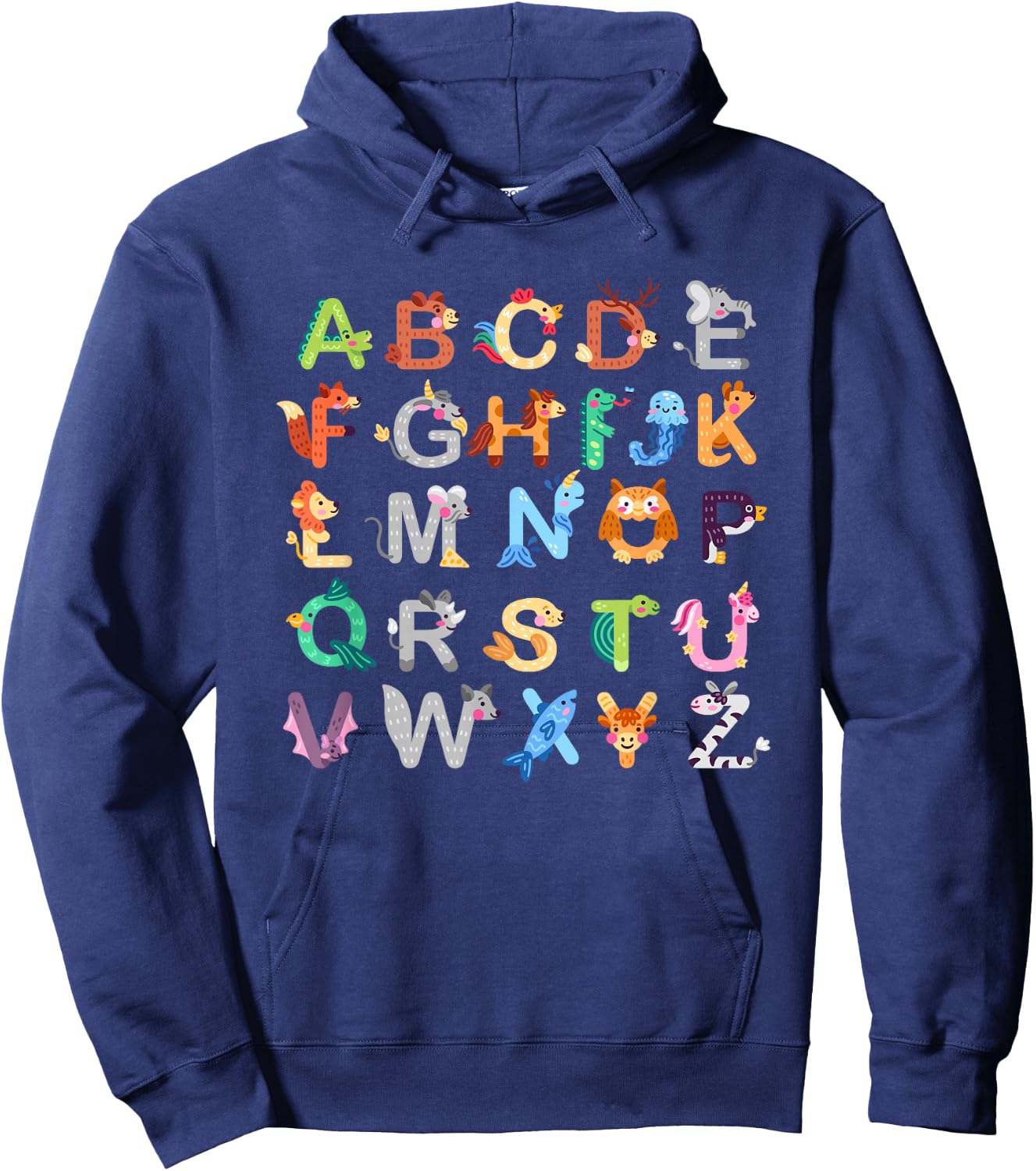 Zoo Animal Alphabe ABCs Learning For Boys Girls Kids Hoodie - Hoodie | Navy