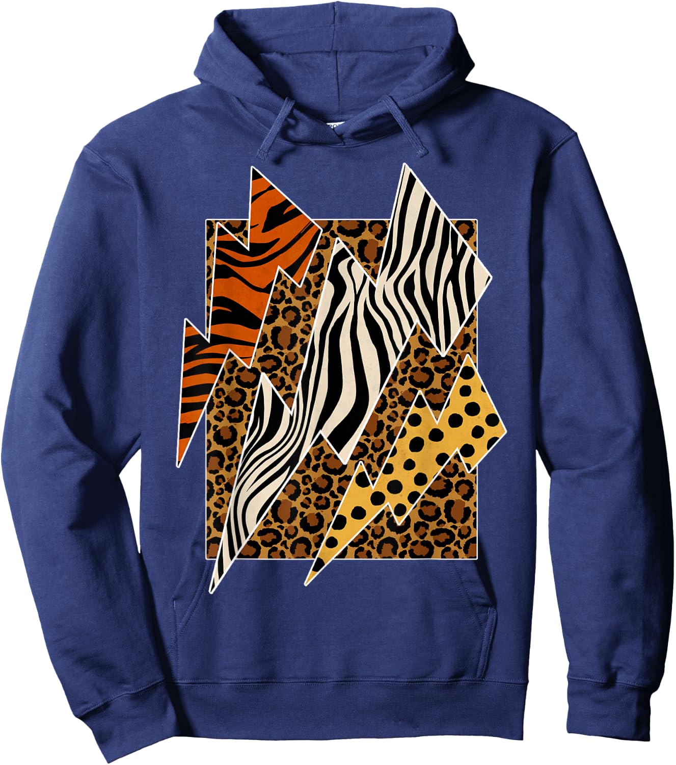 Cheetah Tiger Leopard Zebra Lightning Wild Animal Print Zoo Hoodie - Hoodie | Navy