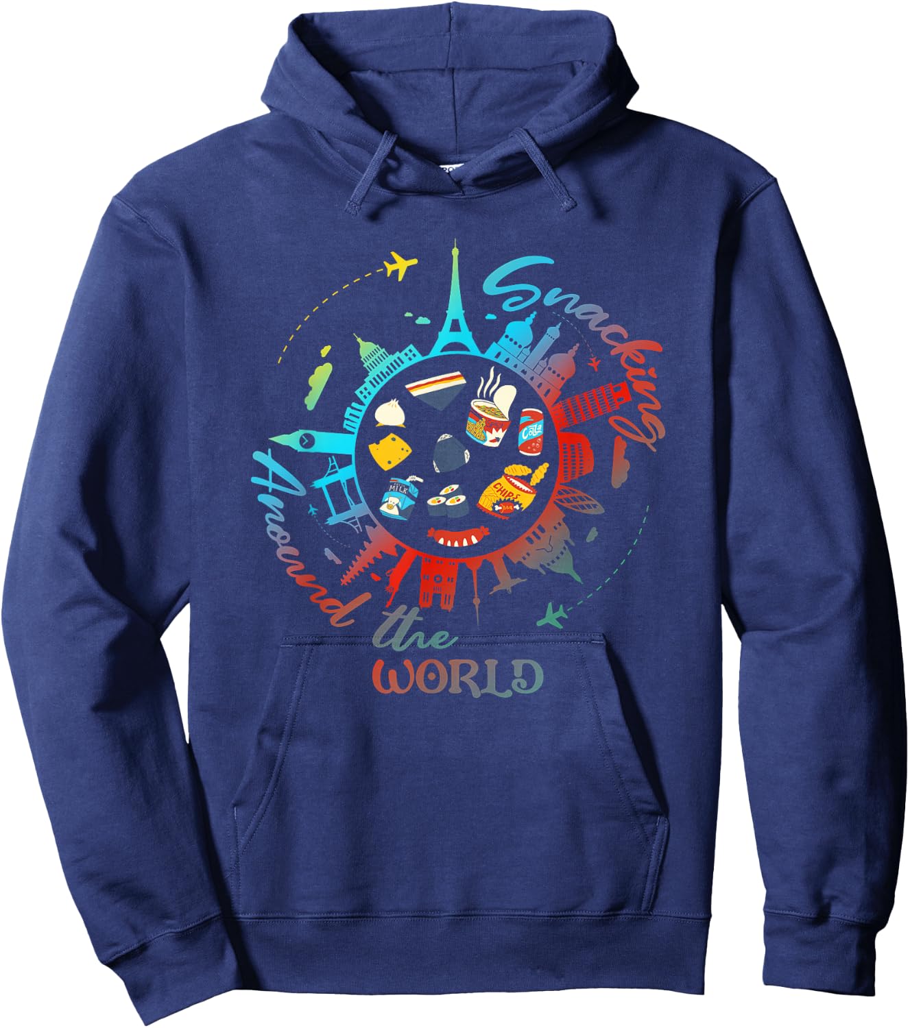Snacking Around The World Fastfood Travel for Food Lover Hoodie - Hoodie | Navy