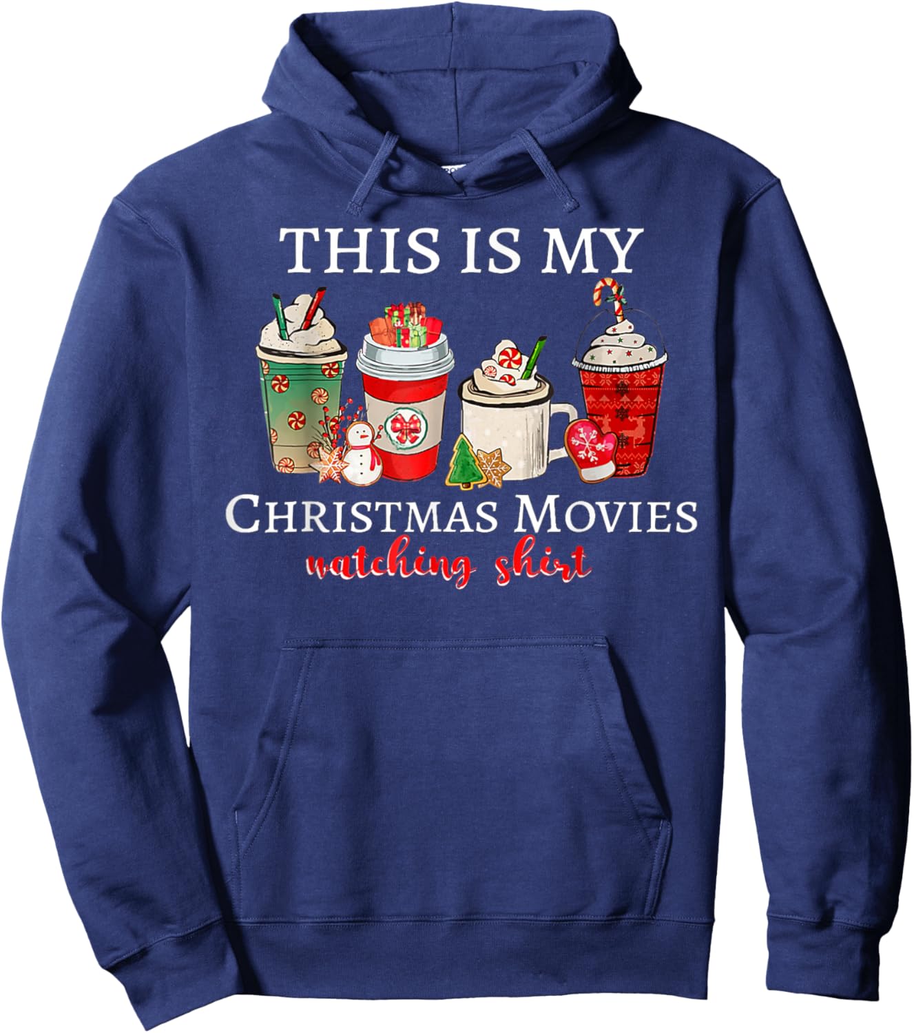 Groovy Fun Christmas This Is My Christmas Movie Watching Hoodie - Hoodie | Navy