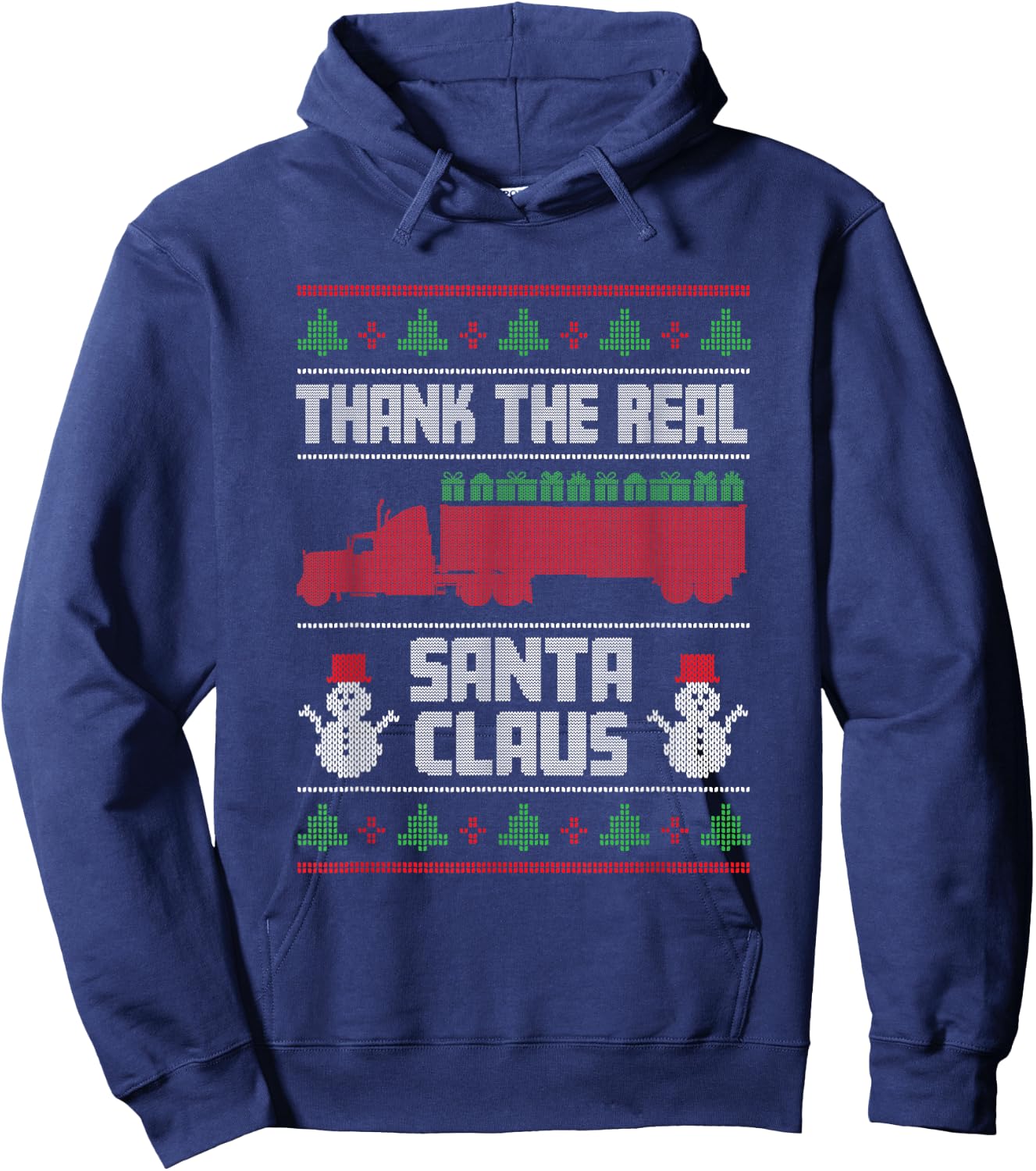 Trucker Santa Claus Funny Truck Driving Christmas Trucker Hoodie - Hoodie | Navy