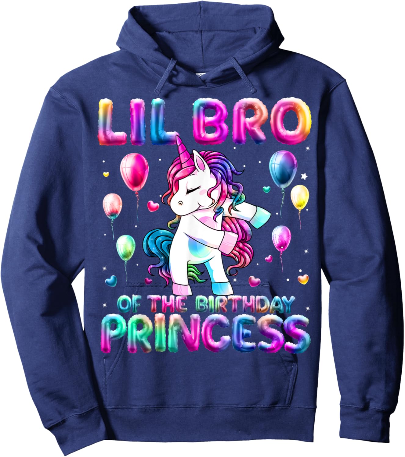 Brother of the Birthday Princess Girl Flossing Unicorn Bro Hoodie - Hoodie | Navy