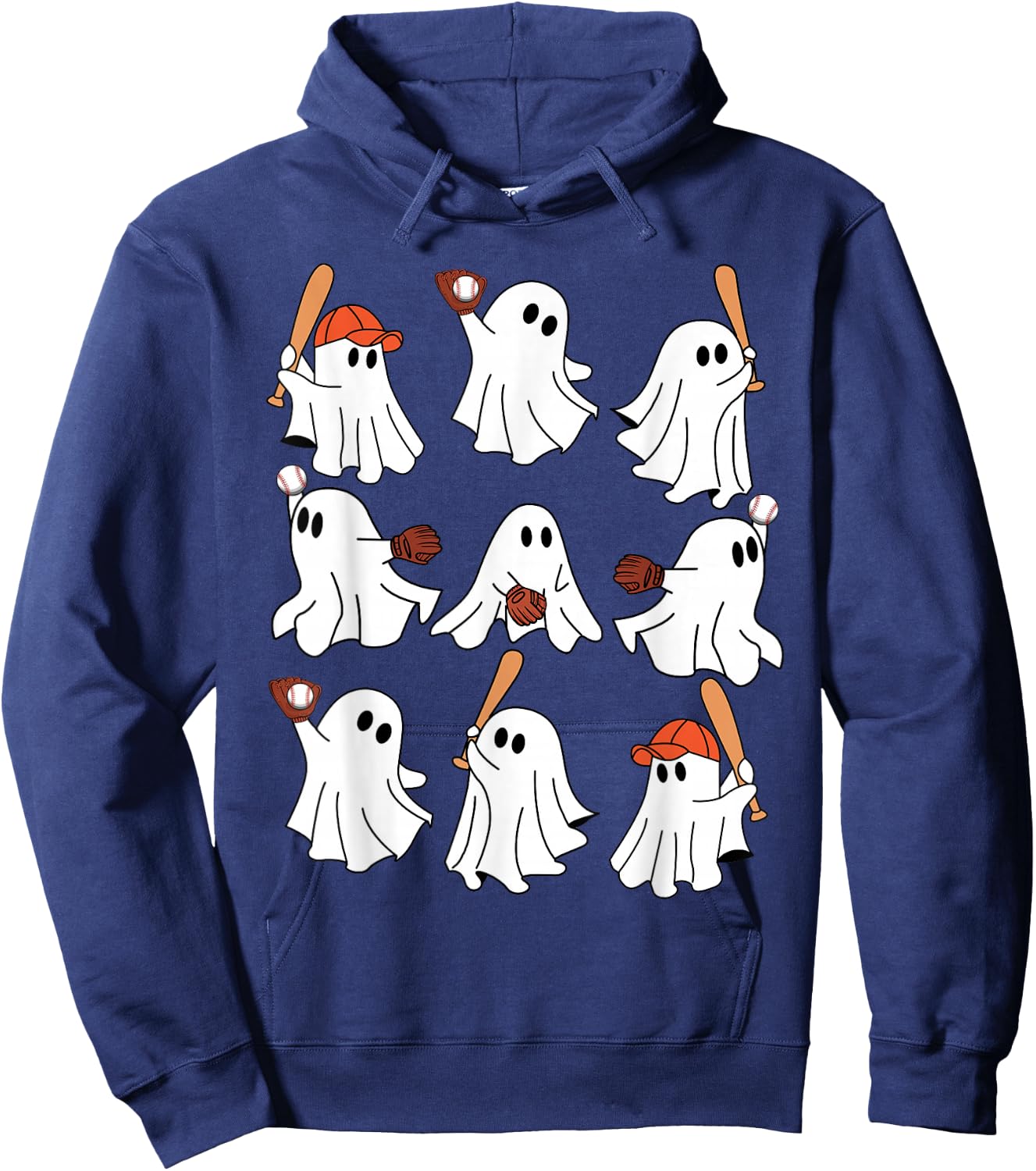 Boo Ghost Halloween Baseball Happy Halloween Baseball Lover Hoodie - Hoodie | Navy