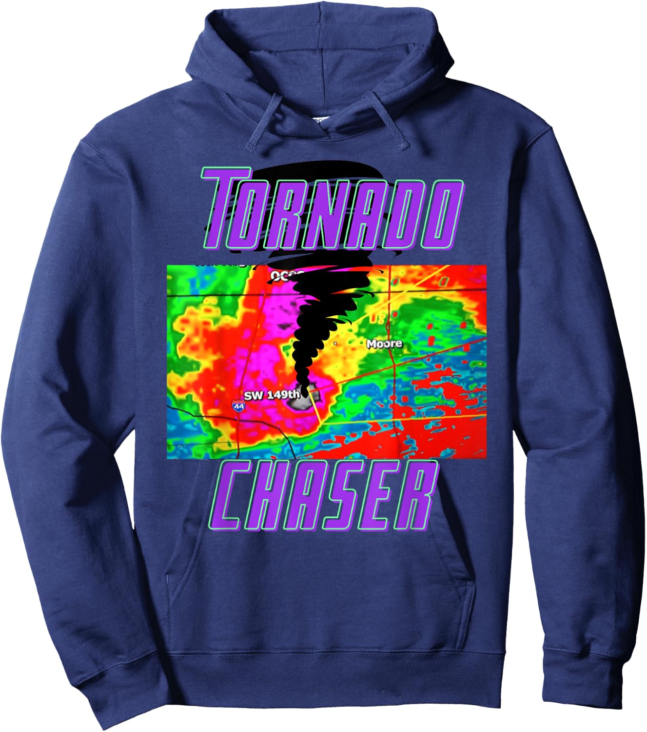 Tornado Hunter Storm Chaser Chasing Tornados F-5 Map Hoodie - Hoodie | Navy