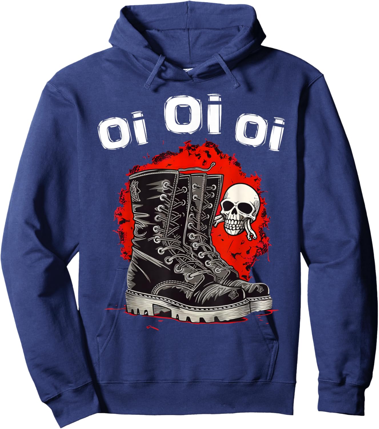 Oi Punk Music With Skinhead Combat Boots Punk Rock Oi Hoodie - Hoodie | Navy