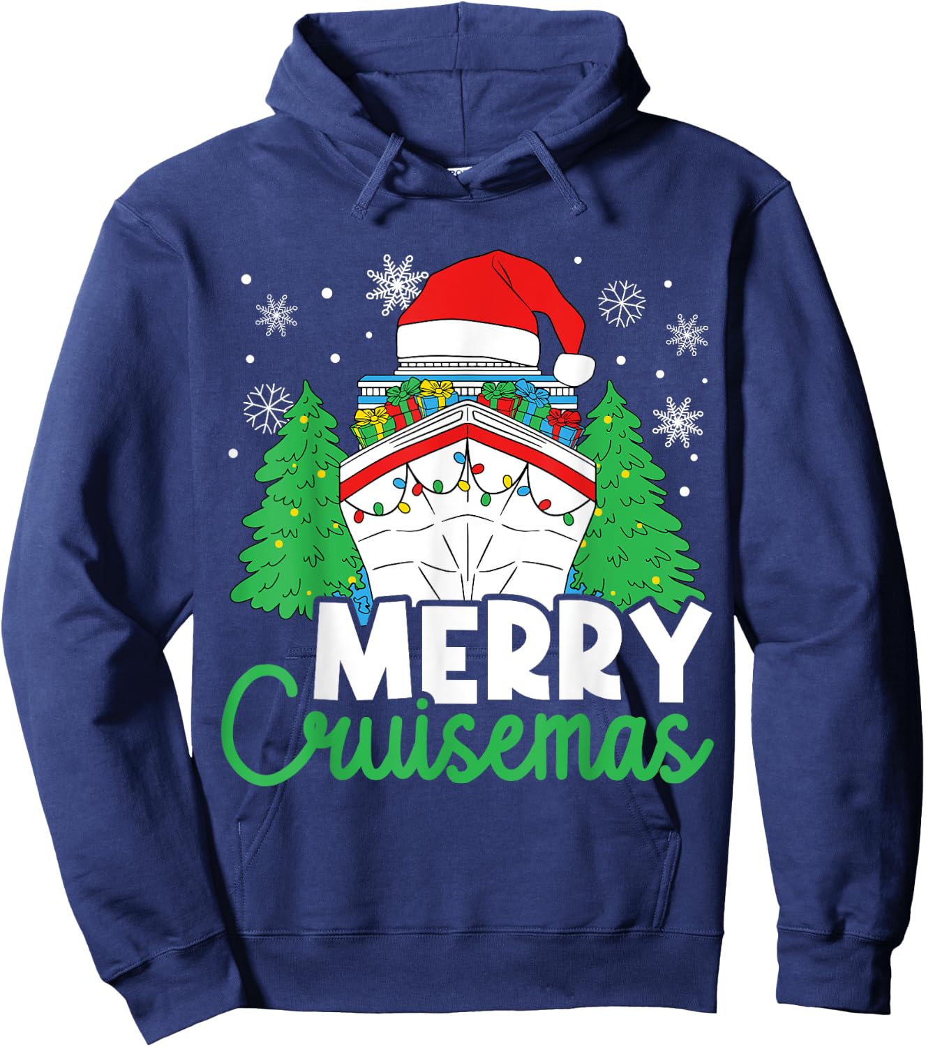 Merry Cruisemas Funny Christmas Family Cruise Ship Vacation Hoodie - Hoodie | Navy