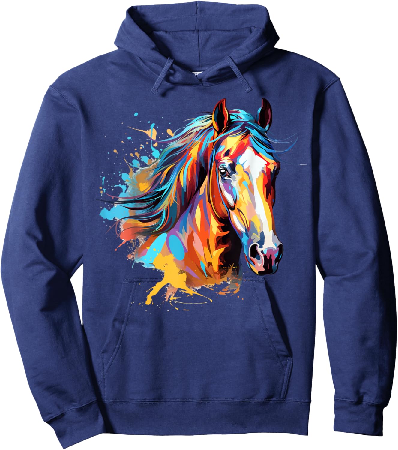 Colorful Splash Art Thoroughbred Horse Lover Hoodie - Hoodie | Navy