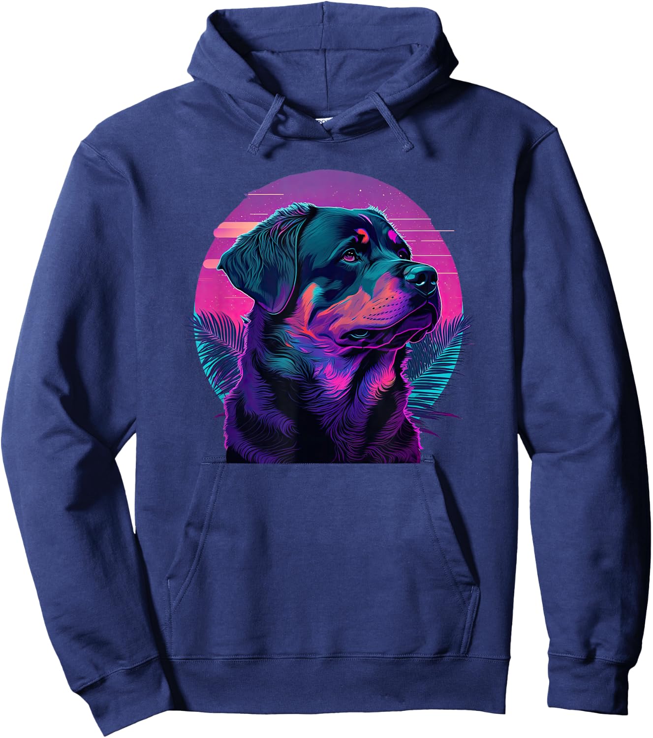 Funny Rottweiler Cute Rottweiler Vaporwave Hoodie - Hoodie | Navy