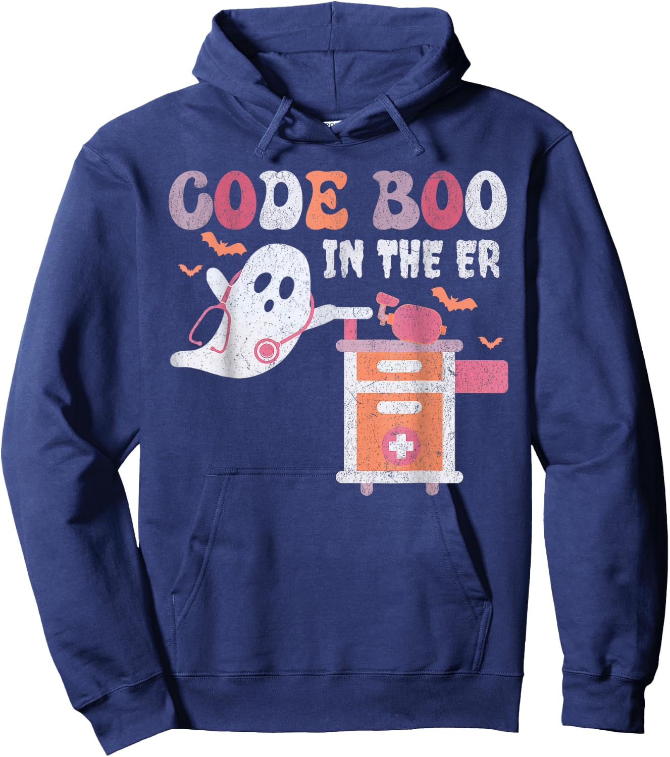 Ghost Code Boo In The ER Respiratory Therapist Halloween Hoodie - Hoodie | Navy