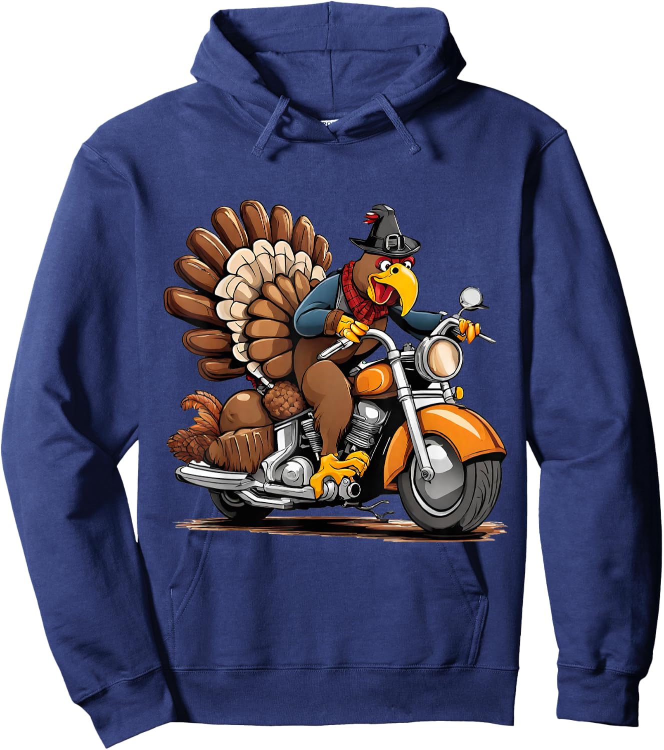Funny Thanksgiving turkey on a motorcycle Hoodie - Hoodie | Navy