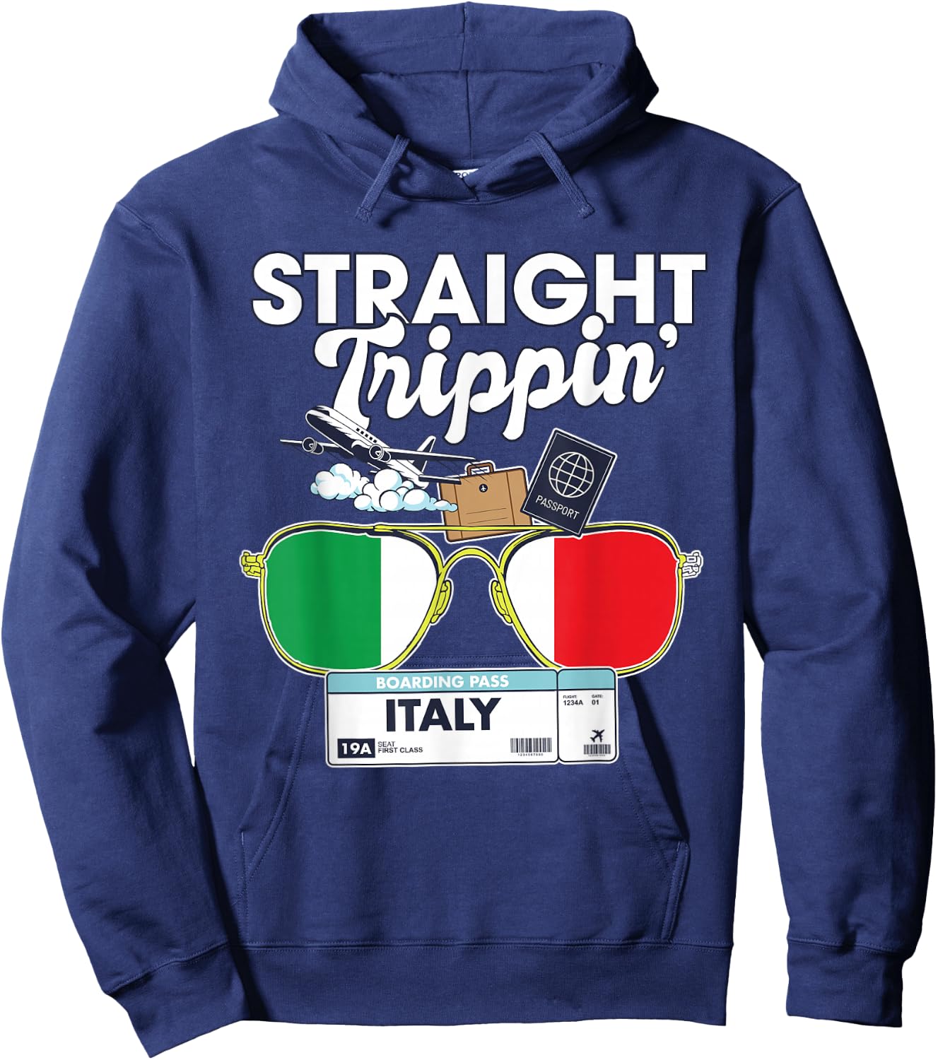 Straight Trippin' Italy Vacation Tour Travel Trip Matching Hoodie - Hoodie | Navy