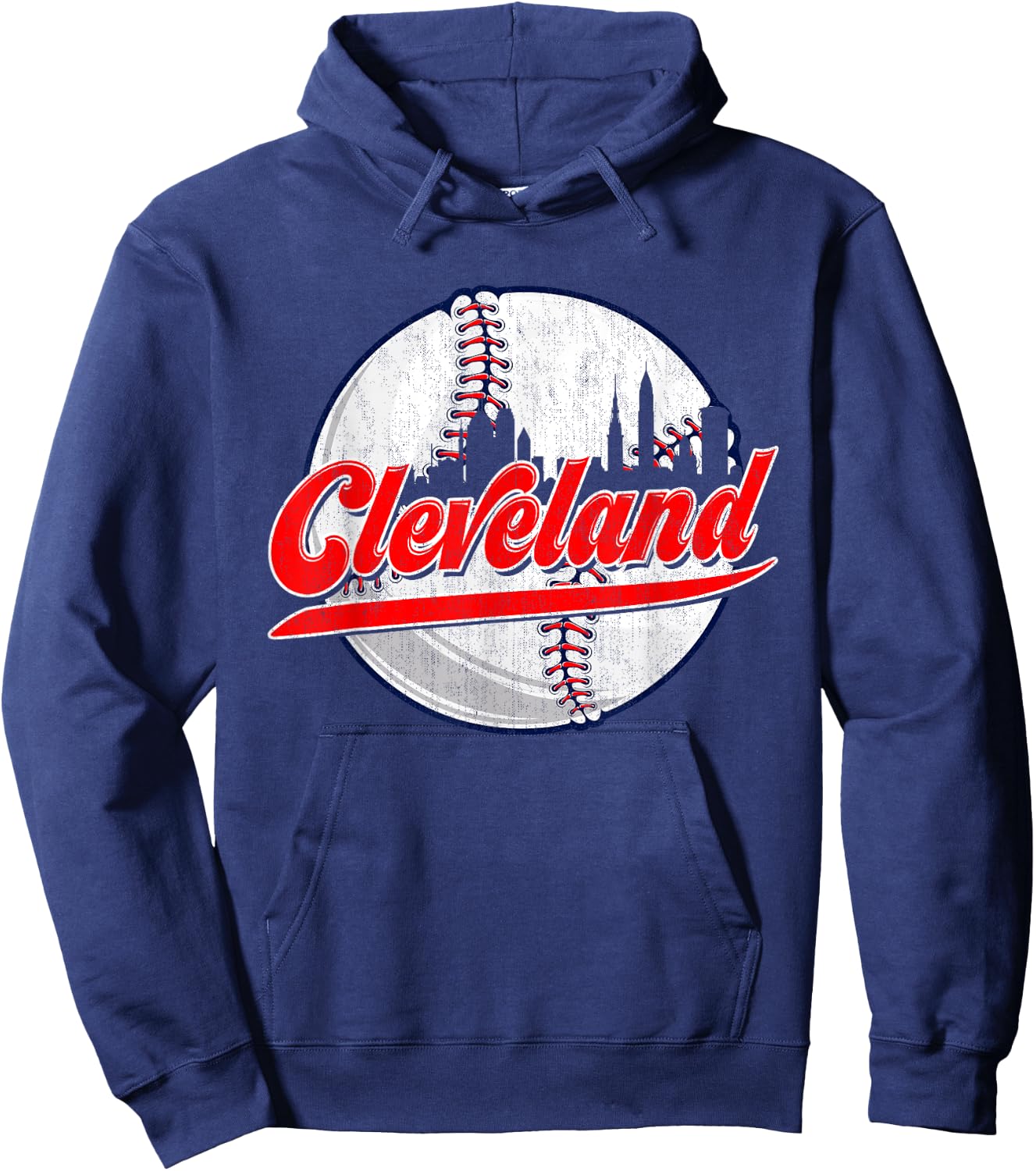Vintage Cleveland Cityscape For Baseball Lover and Player Hoodie - Hoodie | Navy