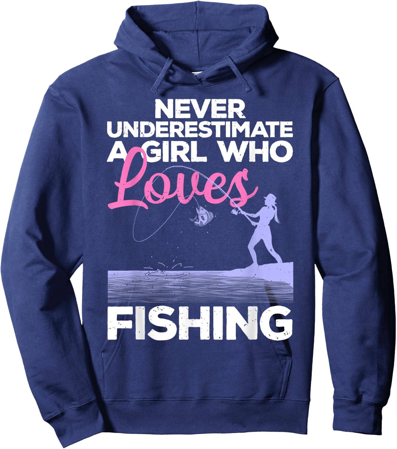 Cool Fishing Girls Fisherman Fish Lure Saltwater Small Hoodie - Hoodie | Navy